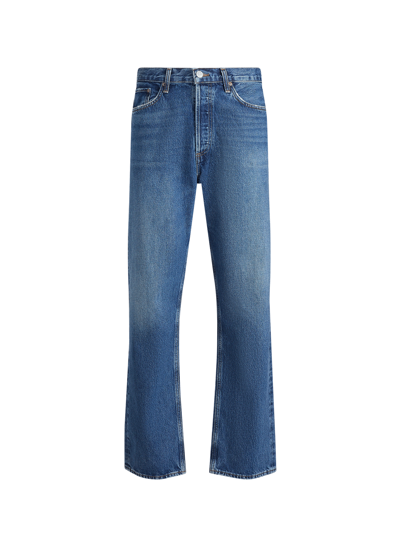 Jean droit en coton Bleu