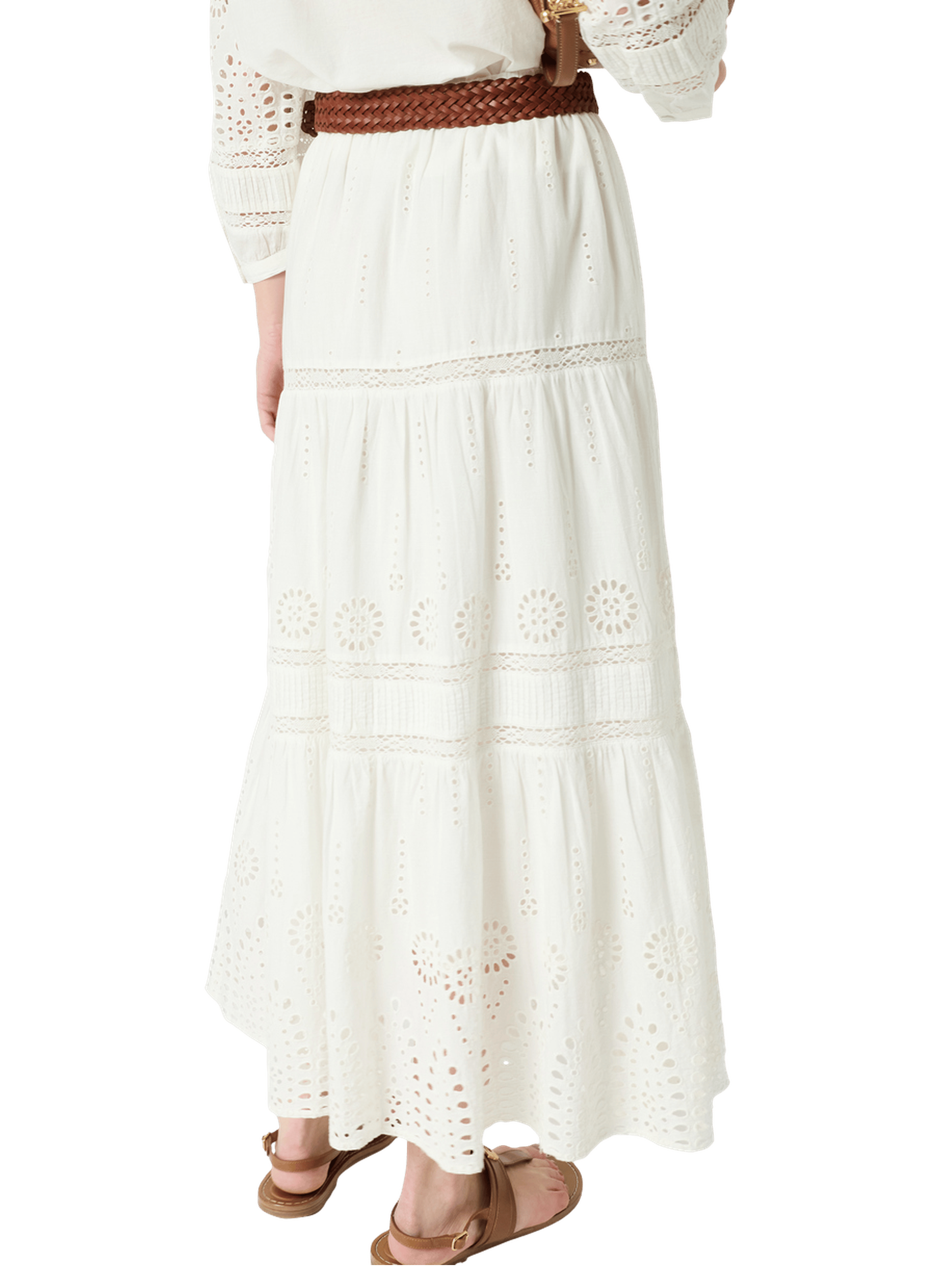 Jupe à broderies en coton - jaly GERARD DAREL Beige