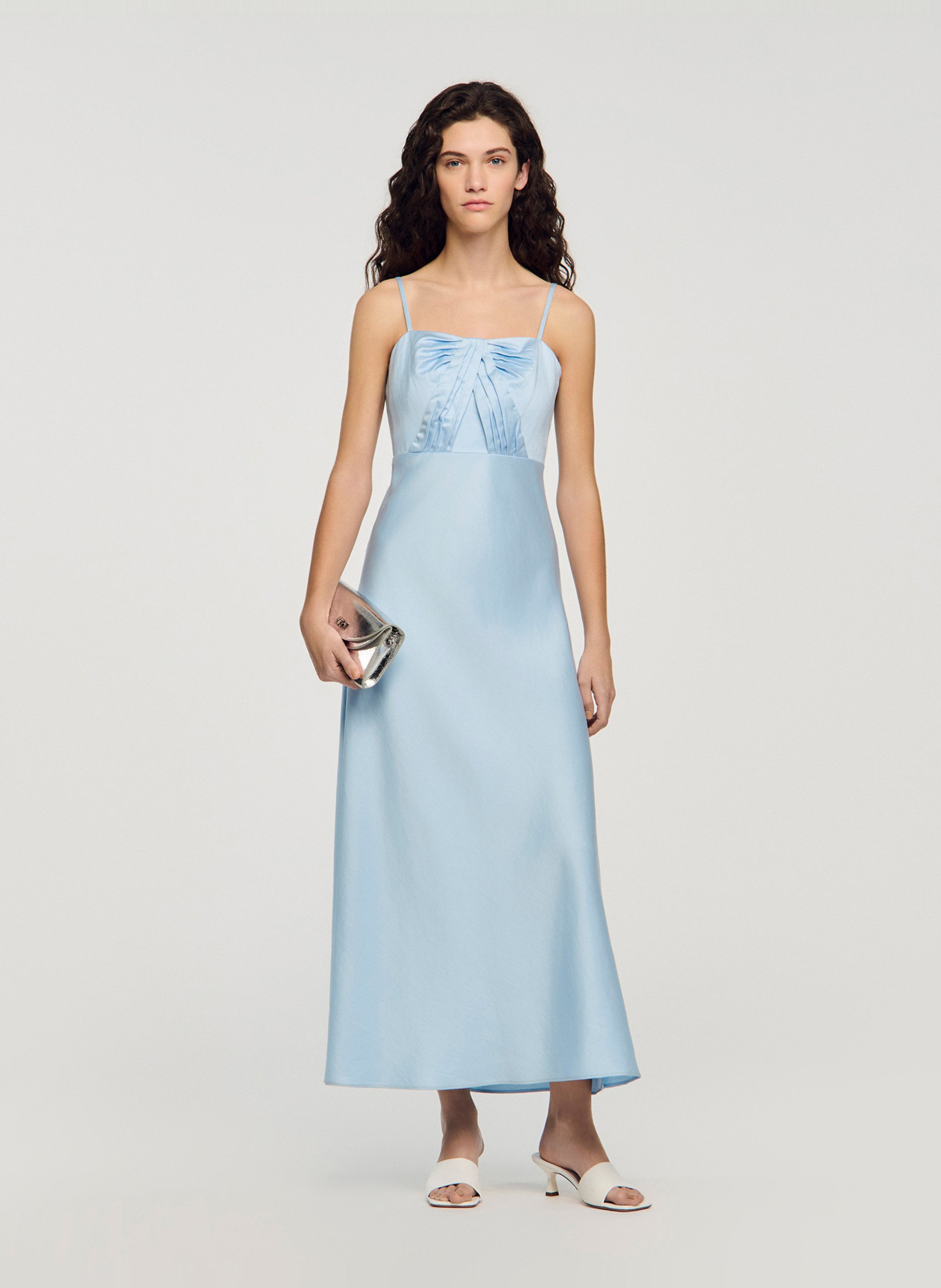 Robe longue satinée SANDRO Bleu