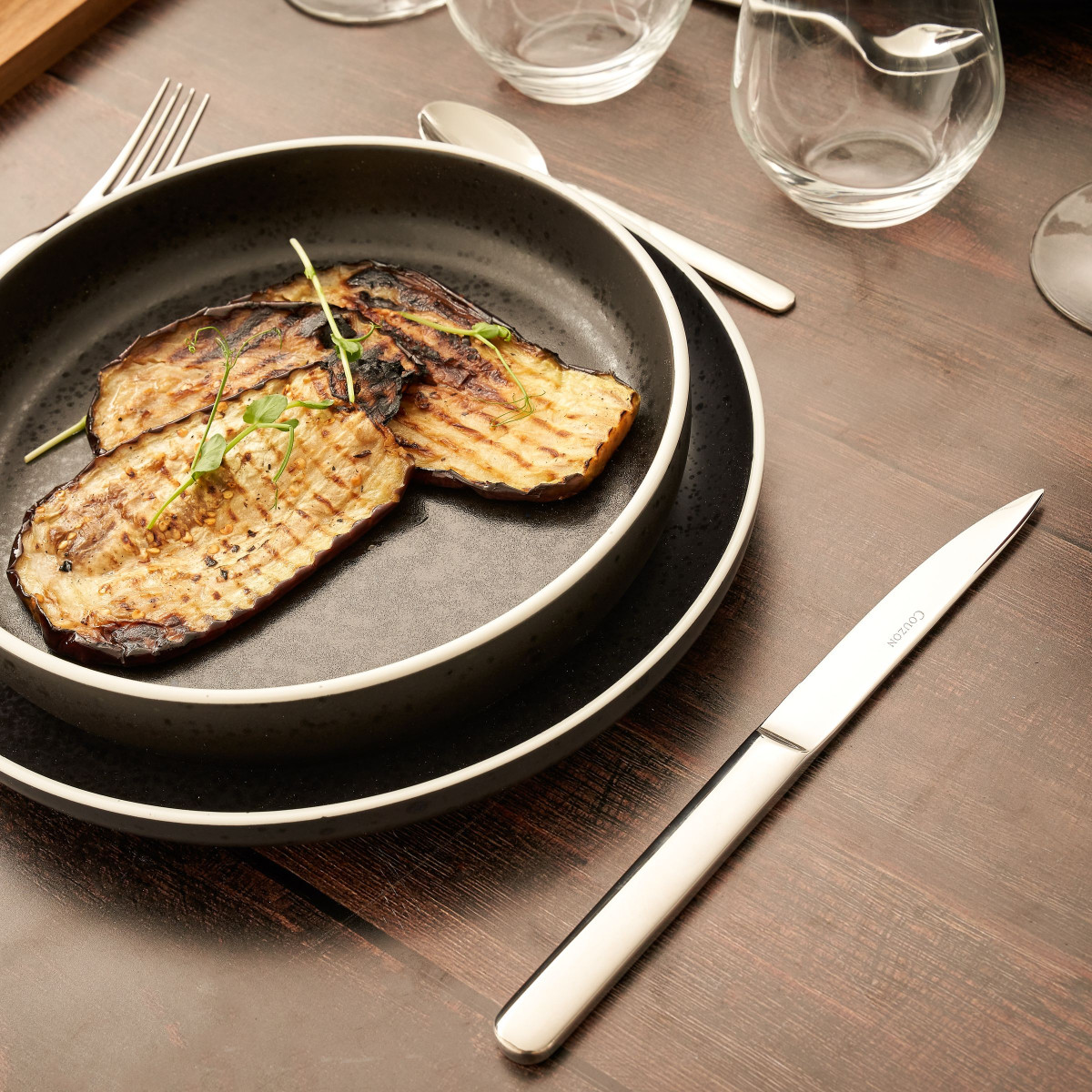Alkaline - coffret 4 couteaux steak COUZON Argent
