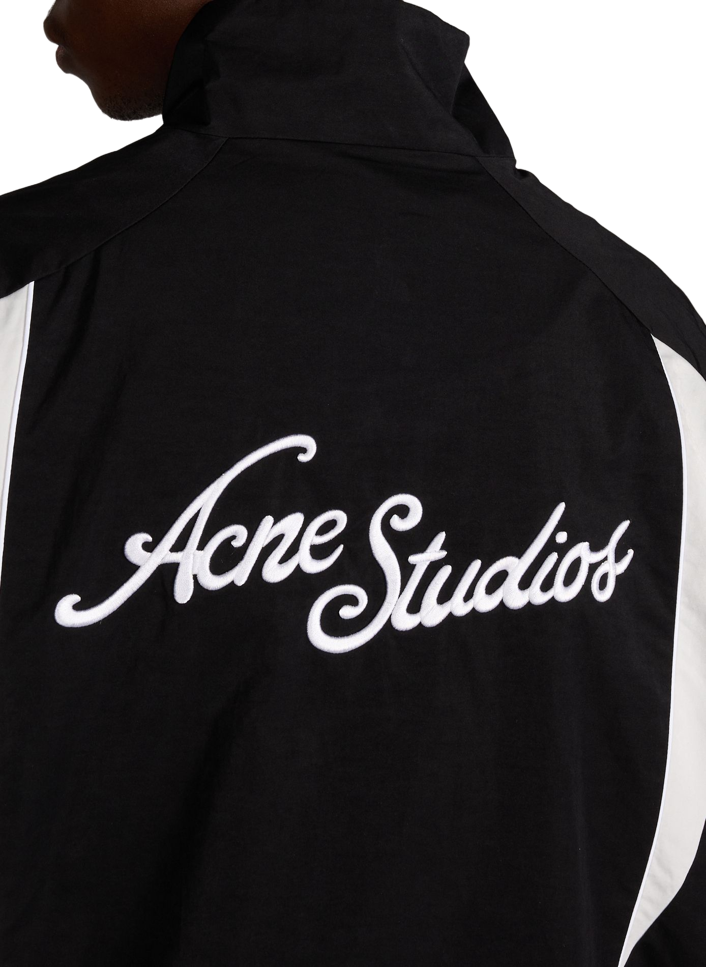 Veste de survêtement brodé à col montant ACNE STUDIOS Noir