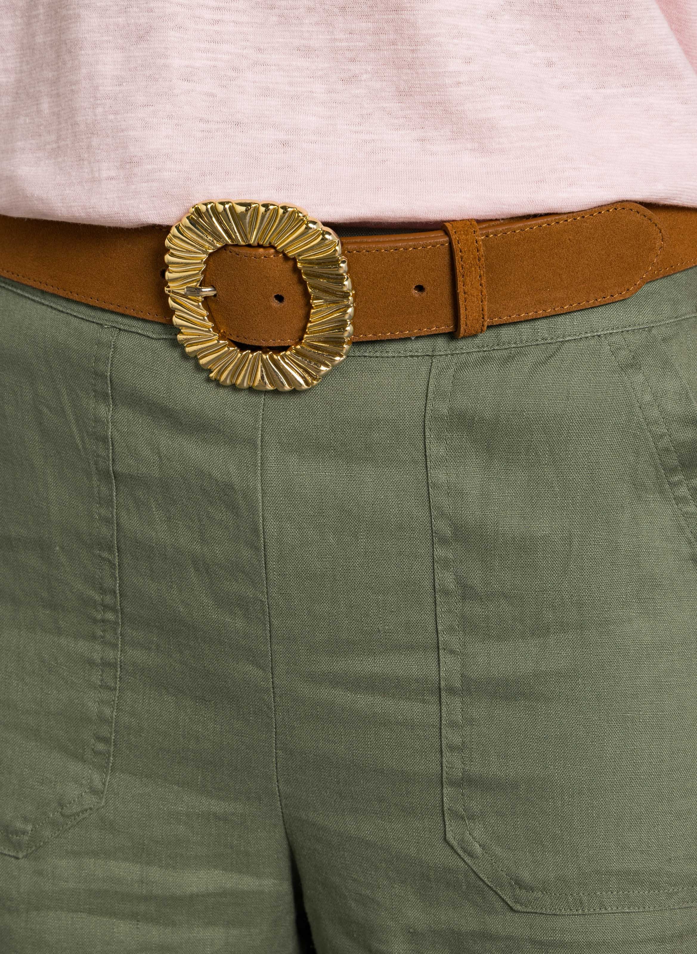 Ceinture à boucle en cuir suédé elisa MAISON 123 Beige