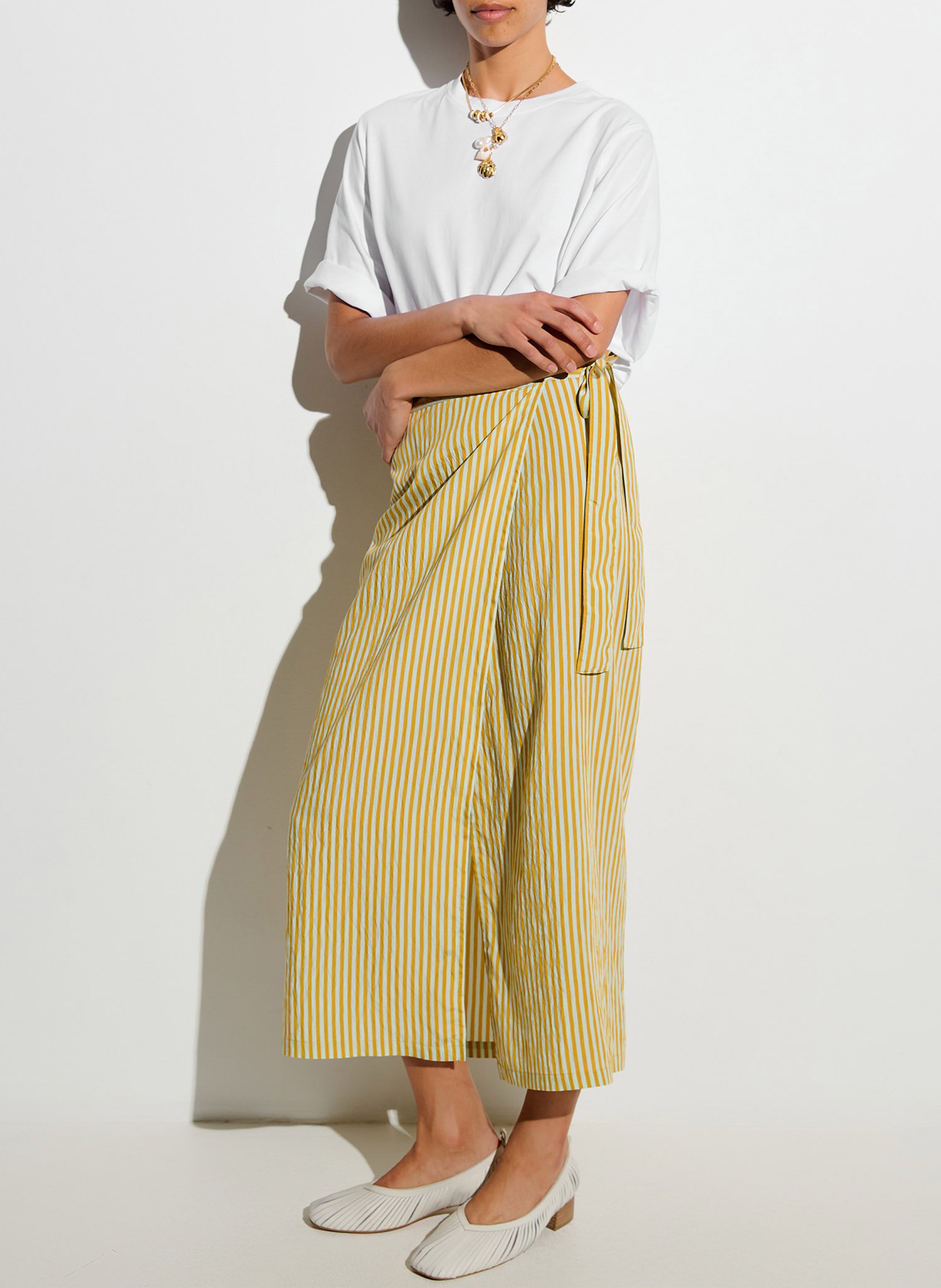 Jupe longue portefeuille rayée love st SESSUN Jaune