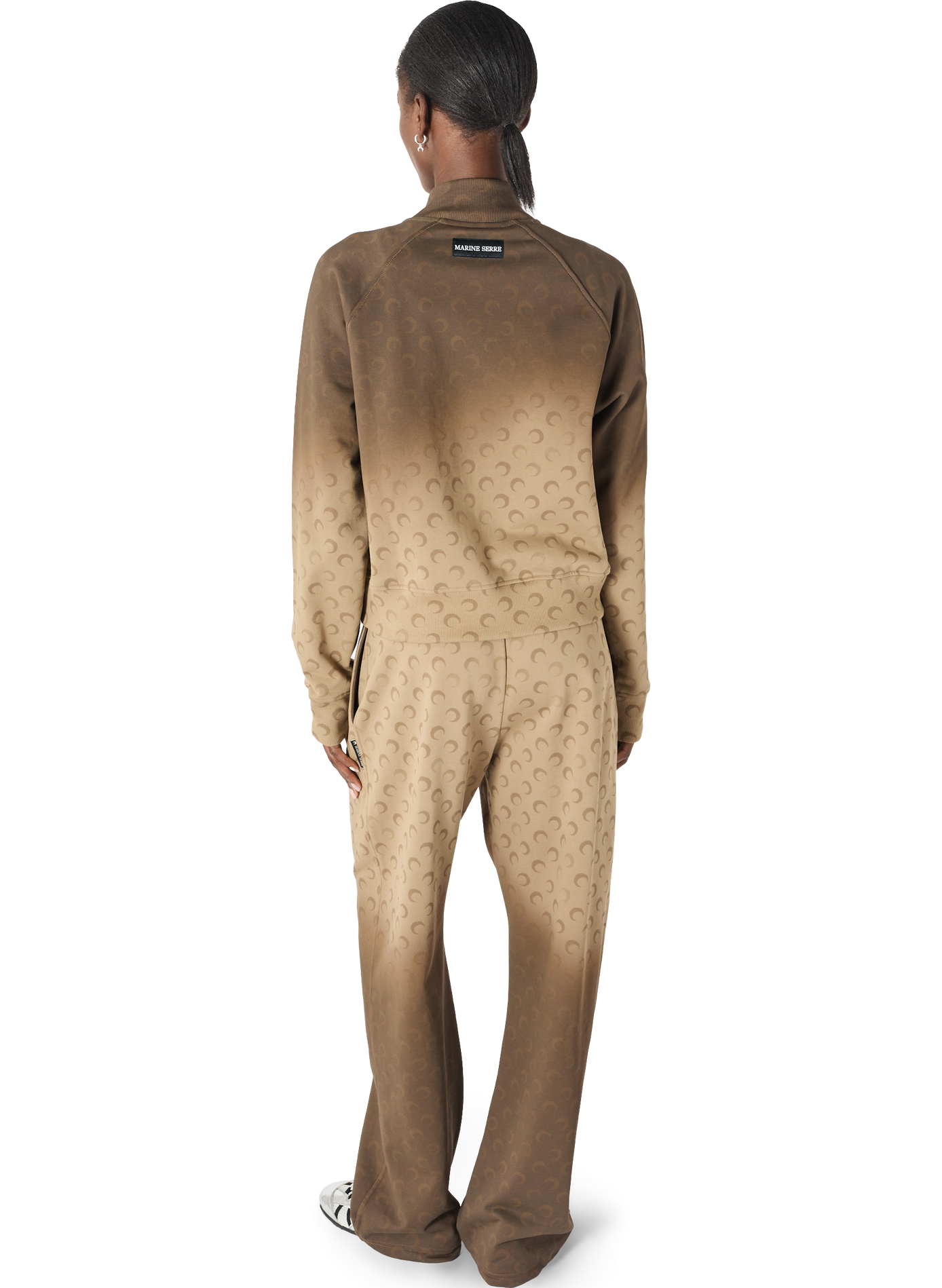 Faded moon zipped sweatshirt organic cotton unisex MARINE SERRE Beige