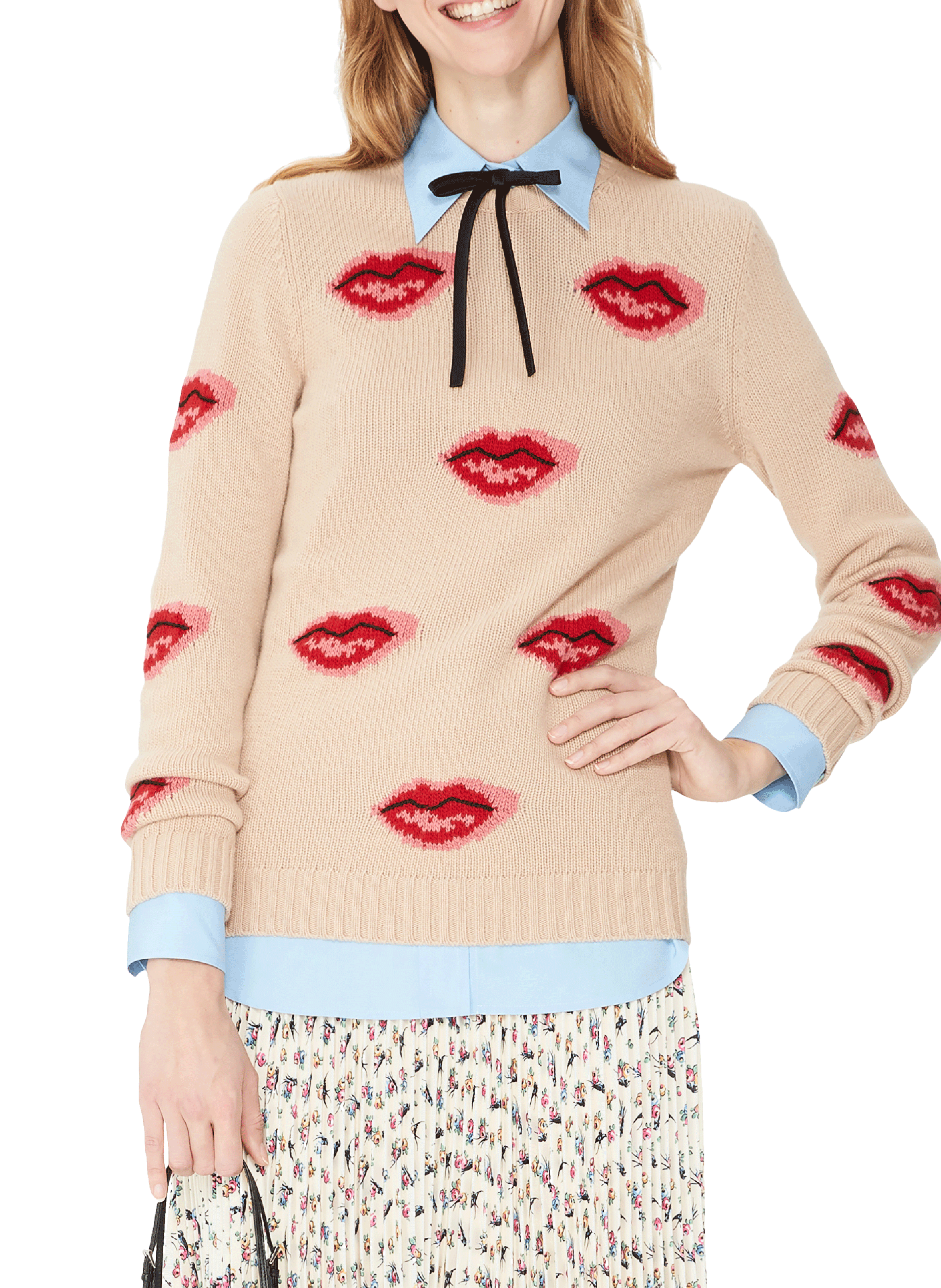 Pull en laine vierge et cachemire PRADA Beige