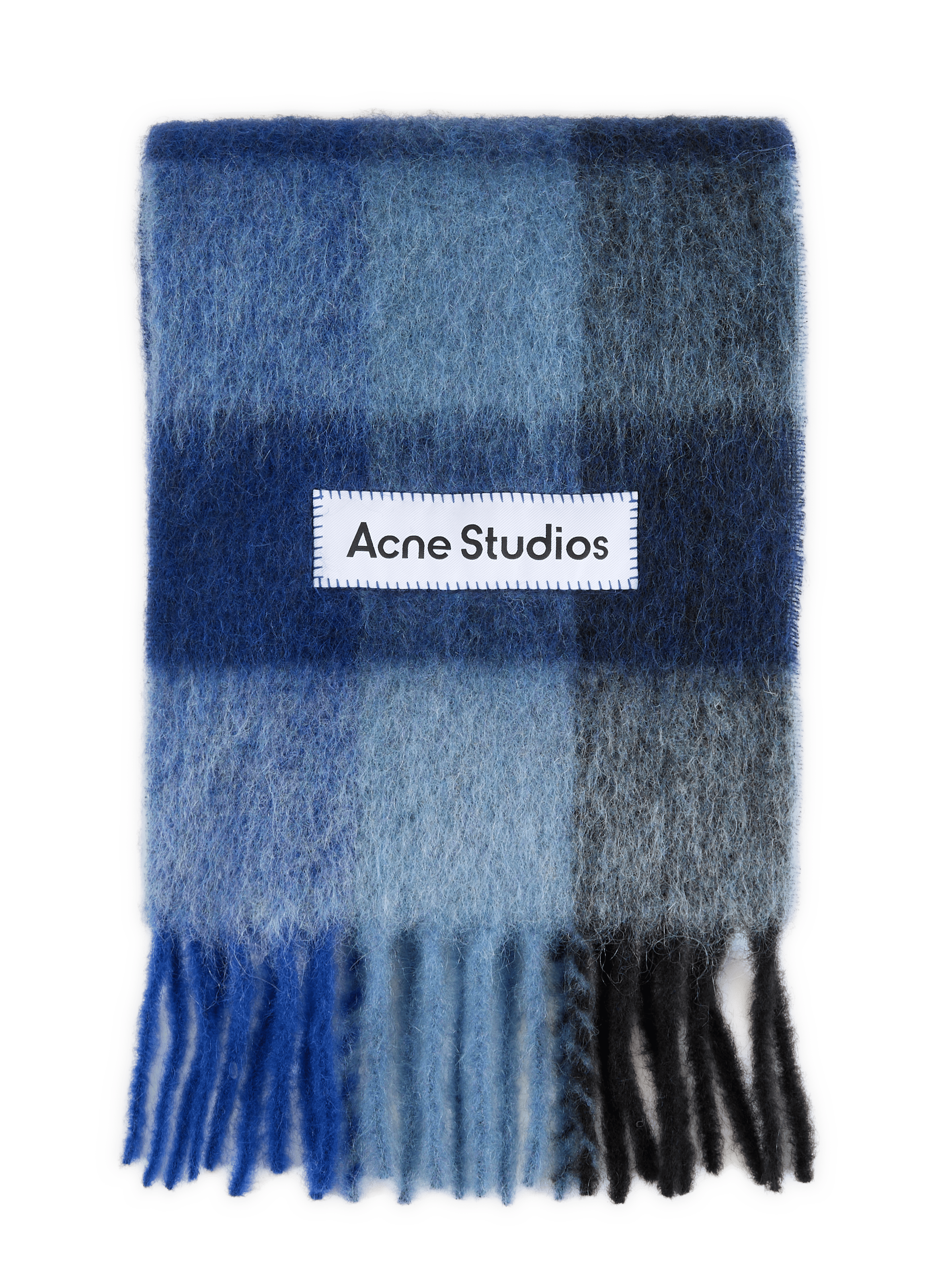Echarpe à carreaux en laine mélangée ACNE STUDIOS Bleu