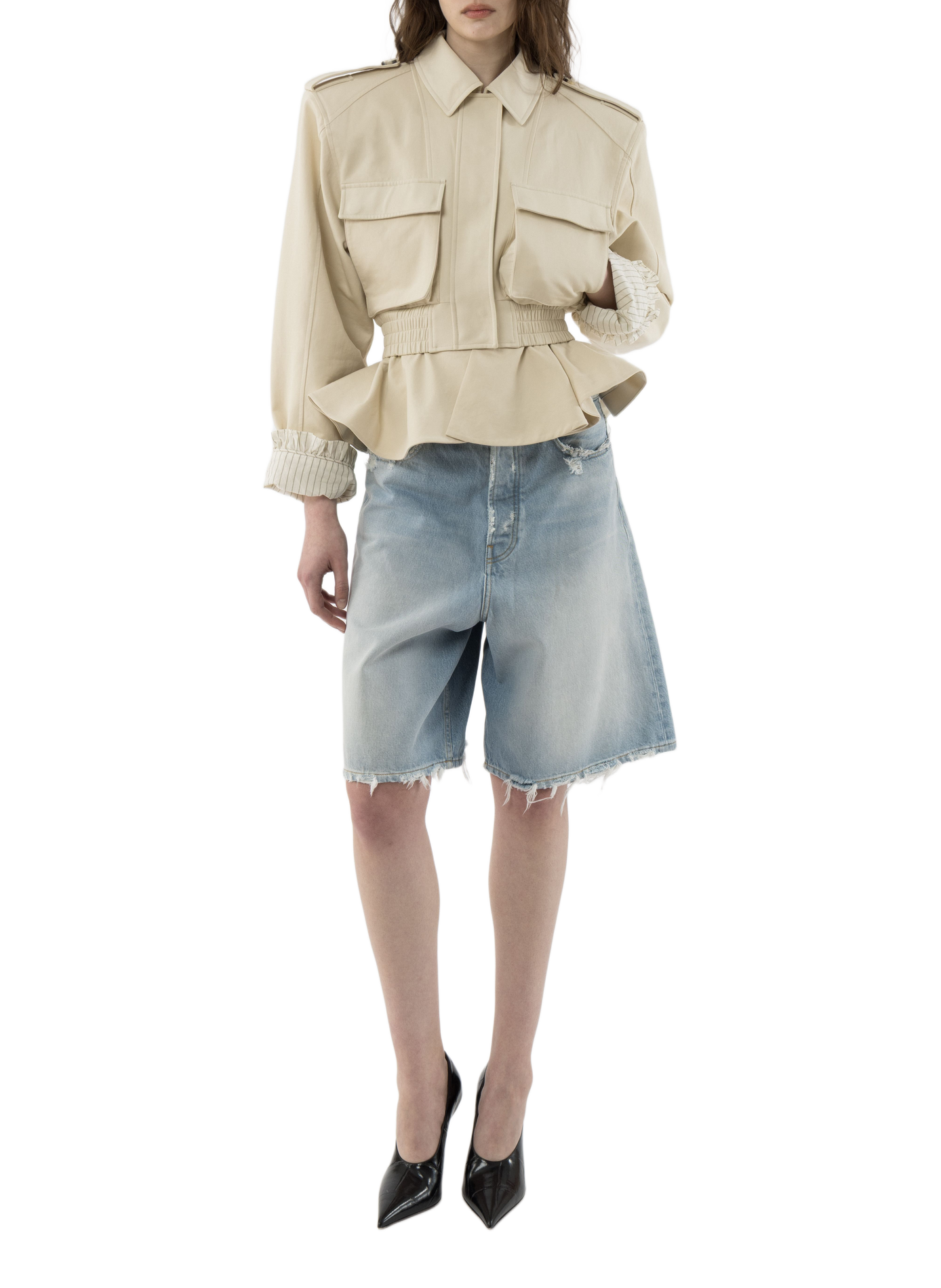Kurze Jacke mit Volants ARAKII Beige