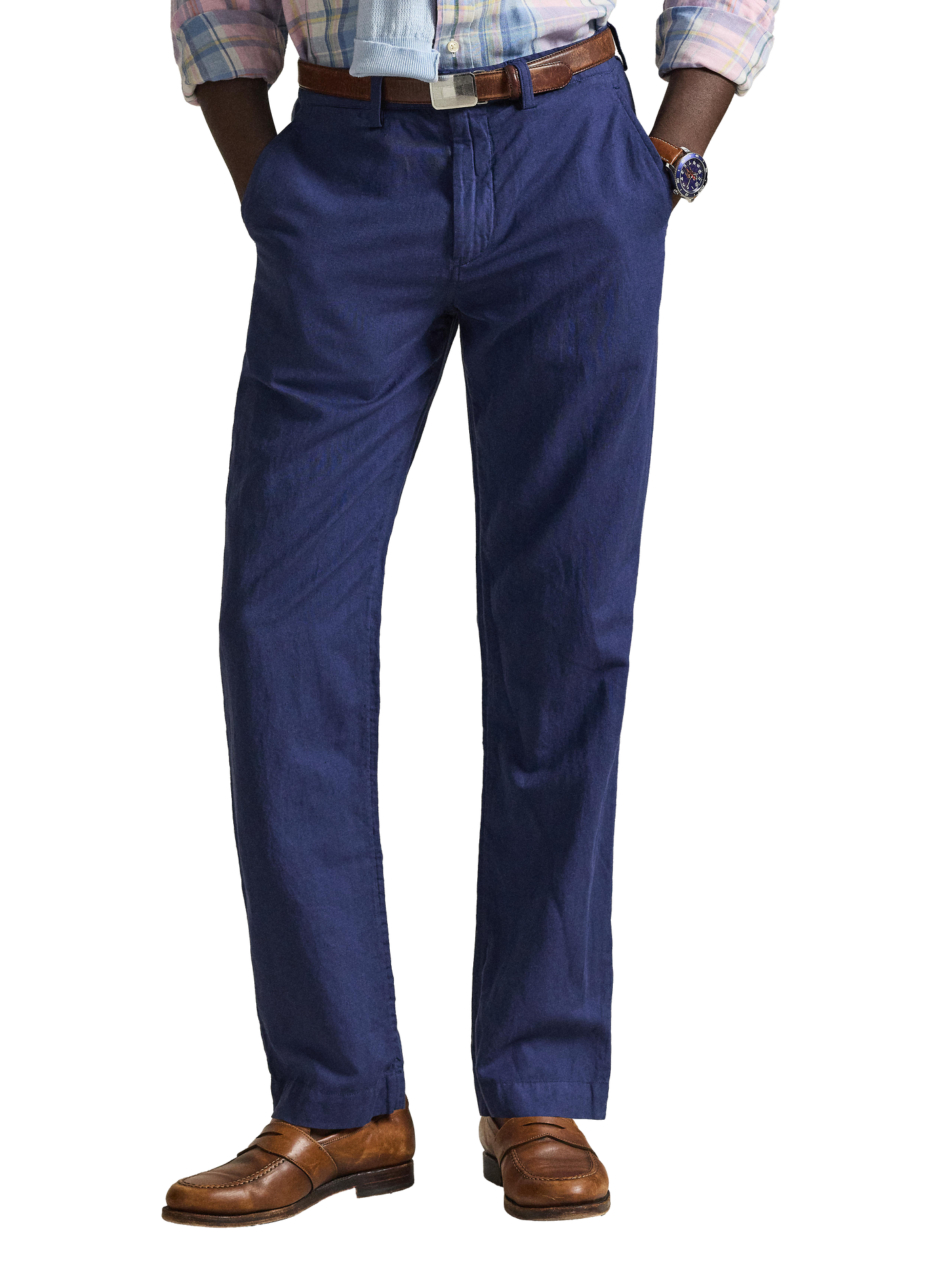 Solid linen and cotton pants POLO RALPH LAUREN Blue