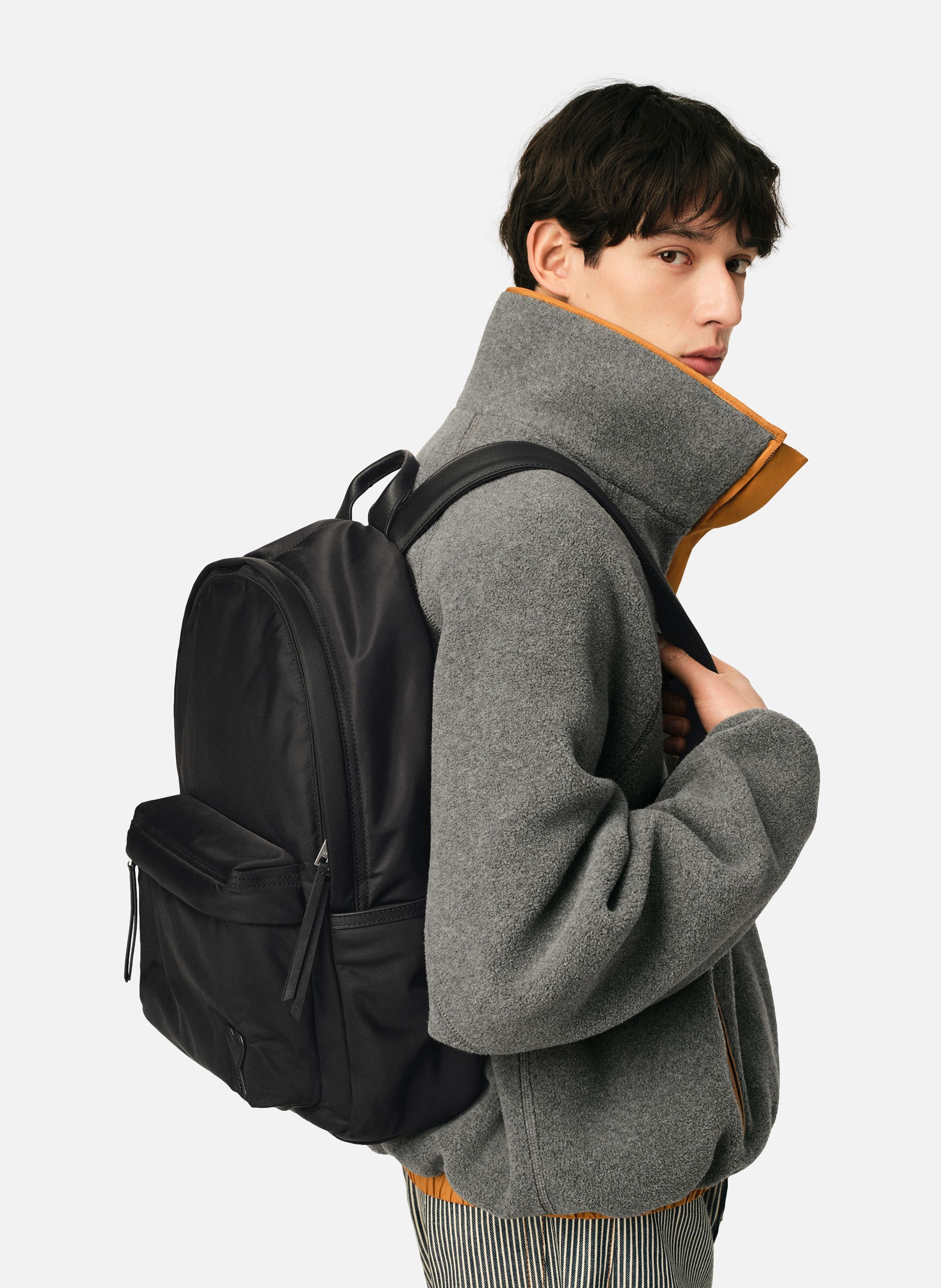 Sac à dos marcel unisexe en nylon AMI PARIS Noir