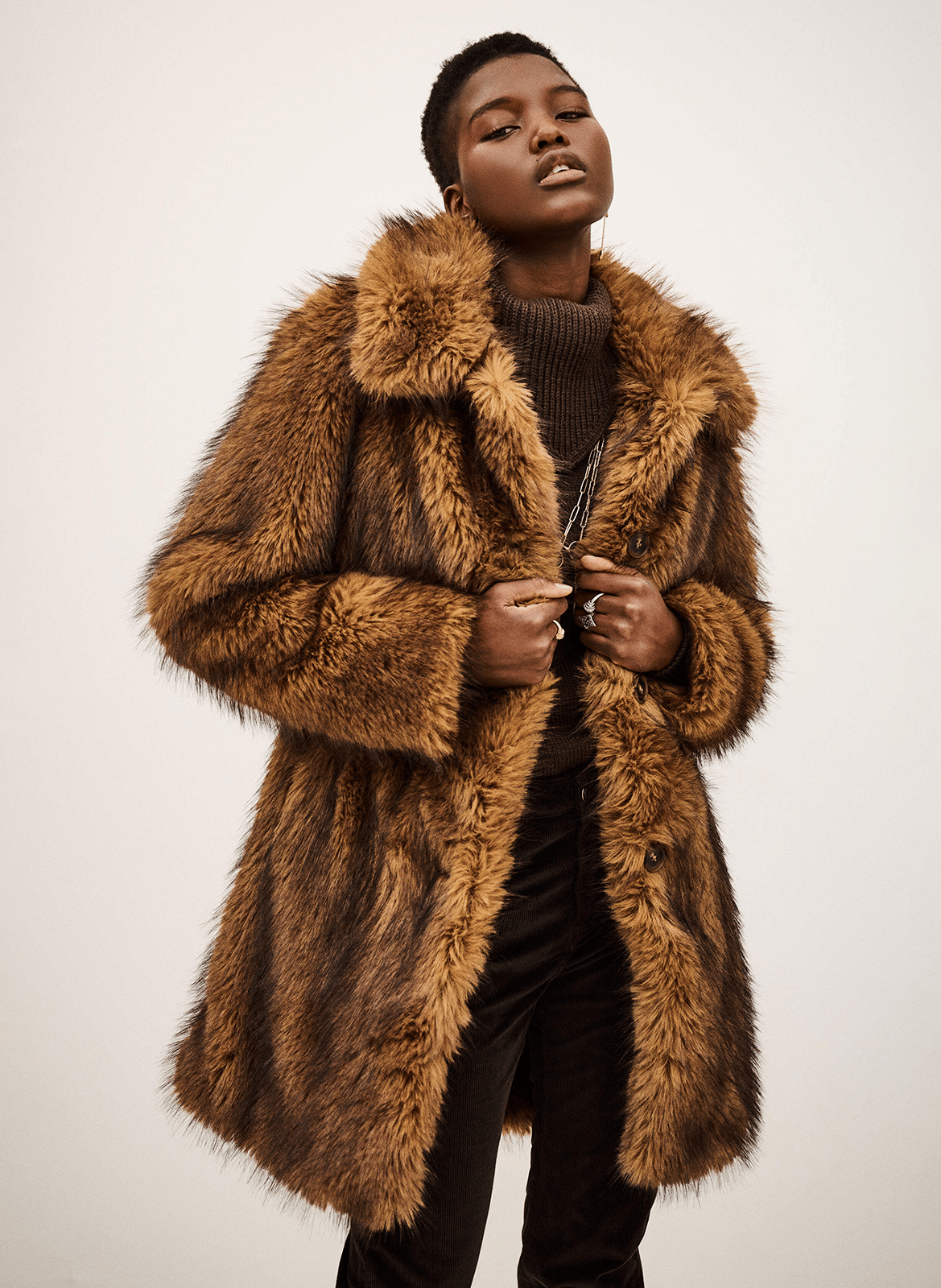 Manteau droit en fourrure synthétique lestor BA&SH Marron