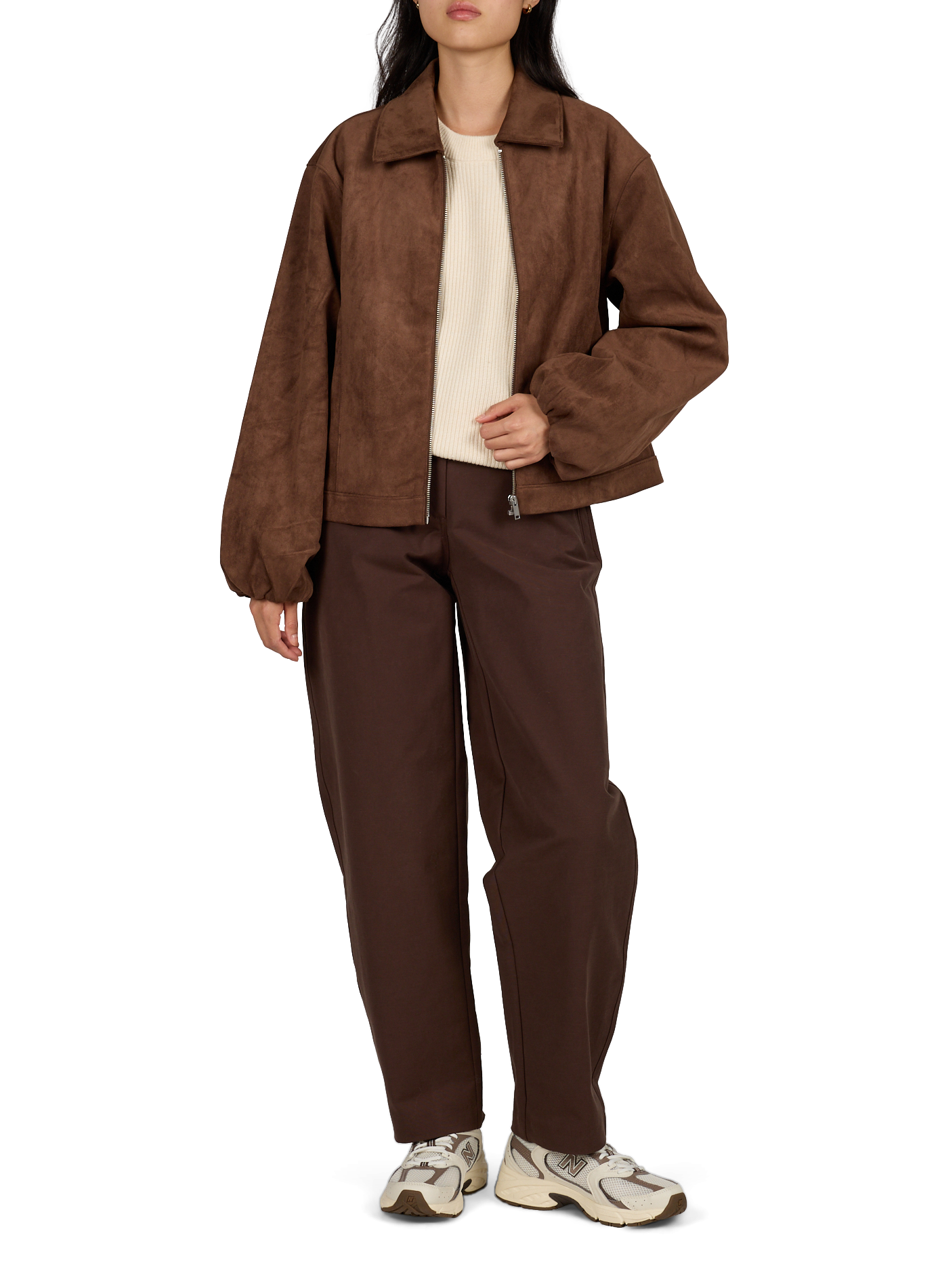 Faux suede bomber jacket OBJECT Brown