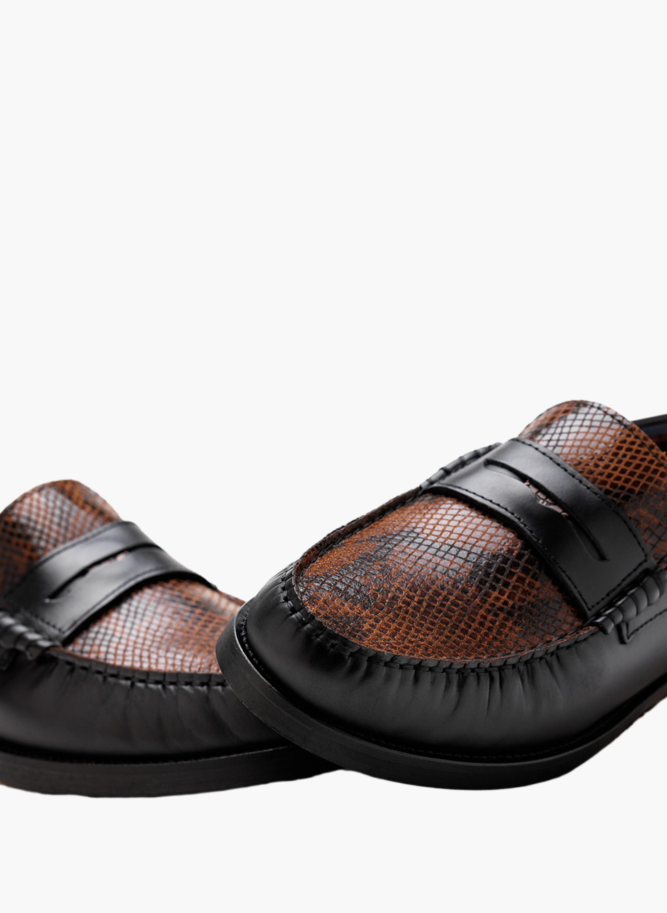 Mocassins riviera en cuir effet serpent NAKED WOLFE Marron