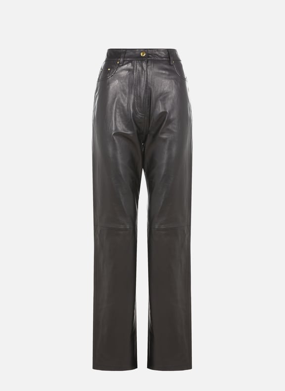 Straight leather trousers Black by SAISON 1865 SAISON 1865 Straight leather trousers Black