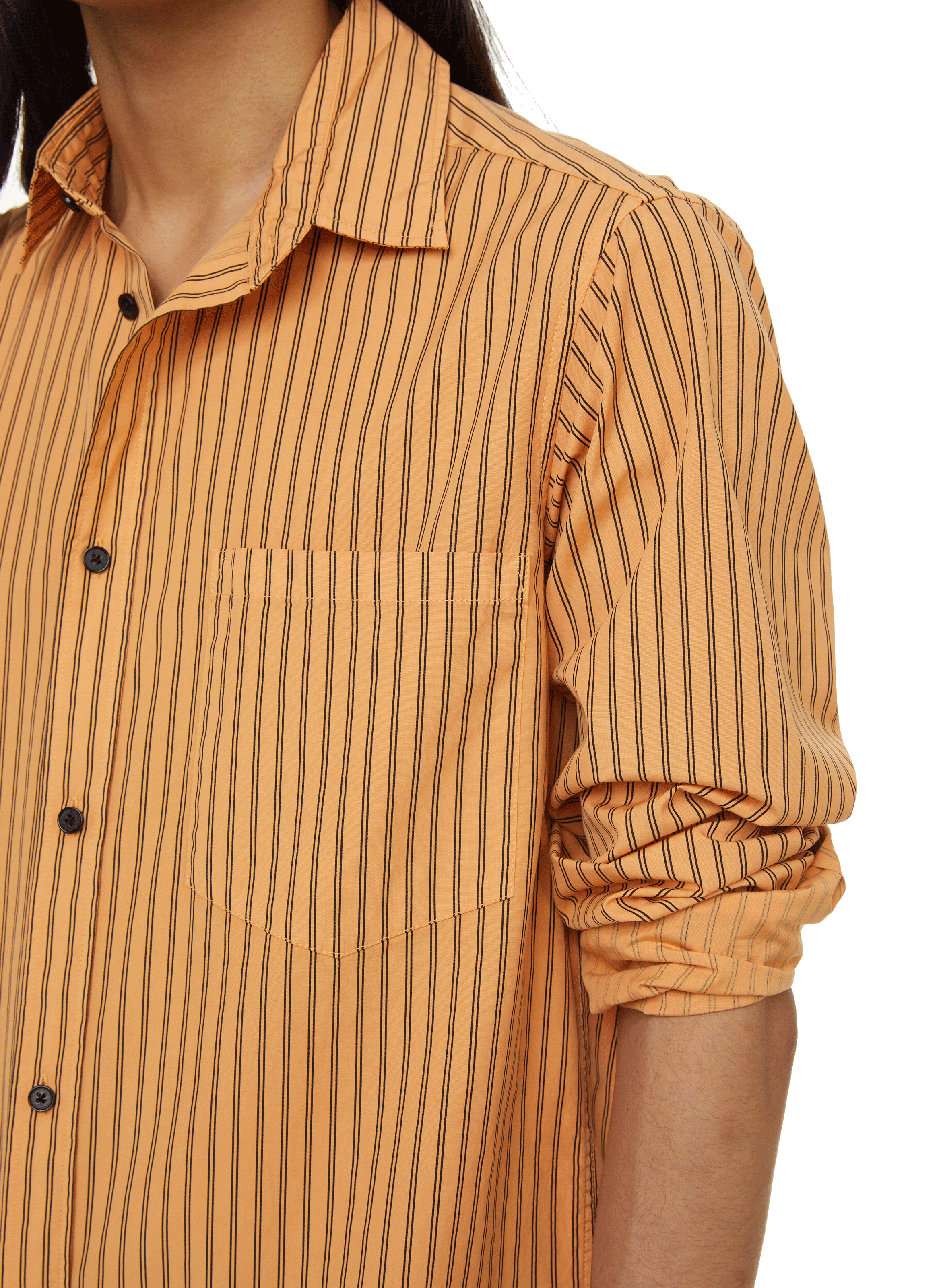 Chemise rayée en popeline de coton SAISON 1865 Orange