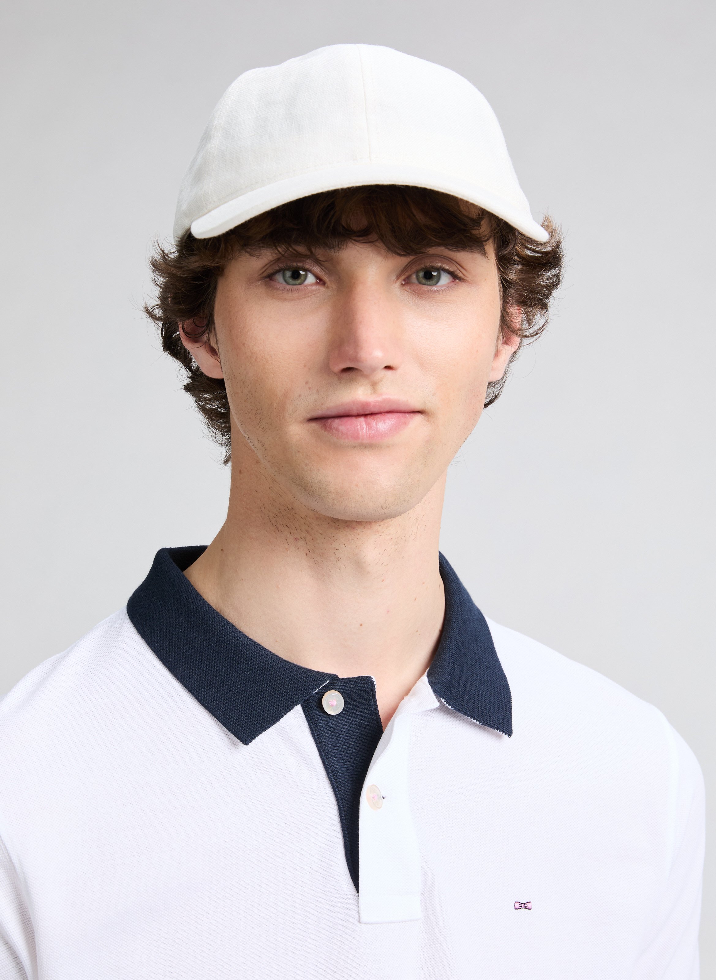Linen baseball cap VARSITY White