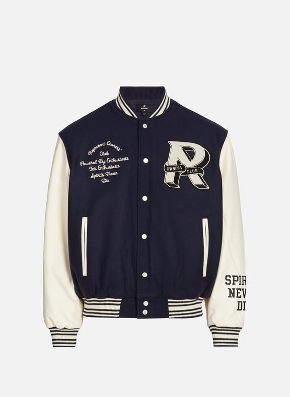 Veste Owners Club Varsity en laine mélangée Bleu by REPRESENT REPRESENT Veste Owners Club Varsity en laine mélangée Bleu