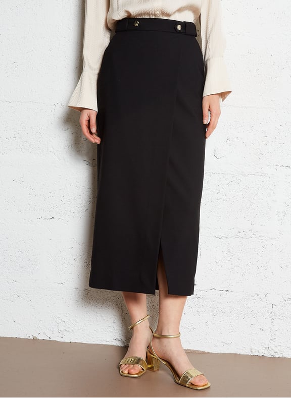 Jupe midi droite fendue james Noir by BA&SH BA&SH Jupe midi droite fendue james Noir