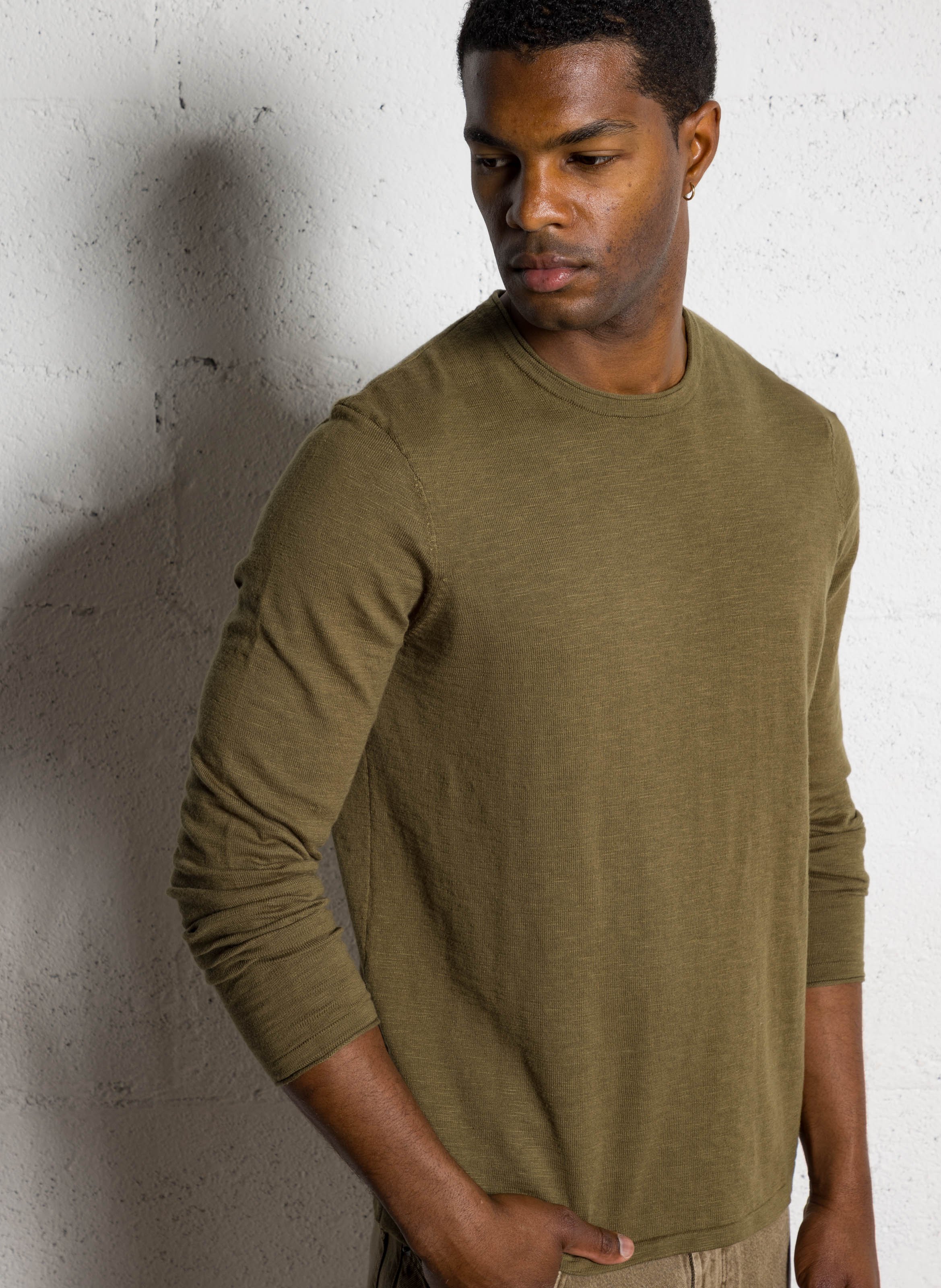 Pull droit en coton IKKS Kaki