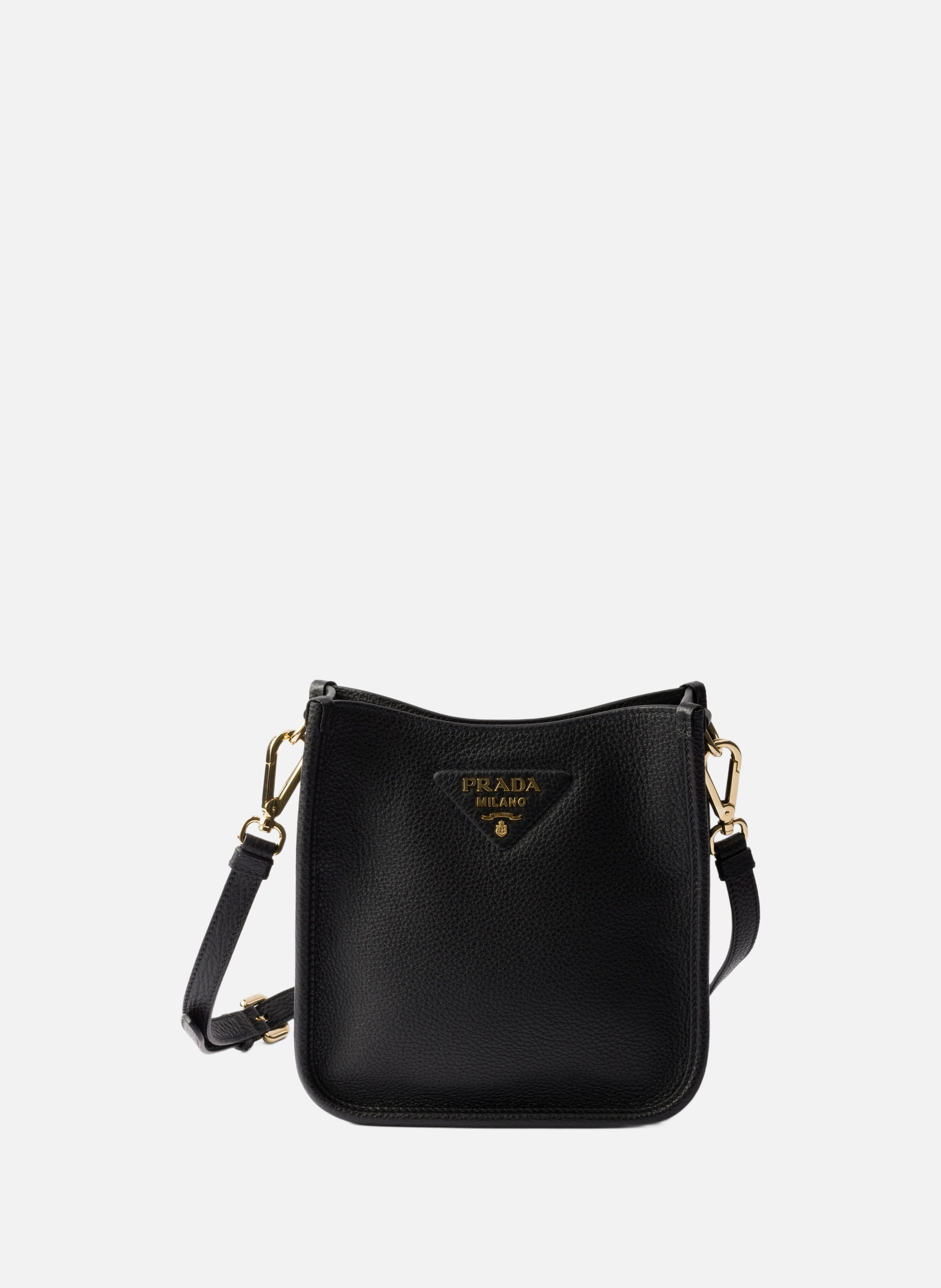 Mini sac porté épaule en cuir PRADA Noir