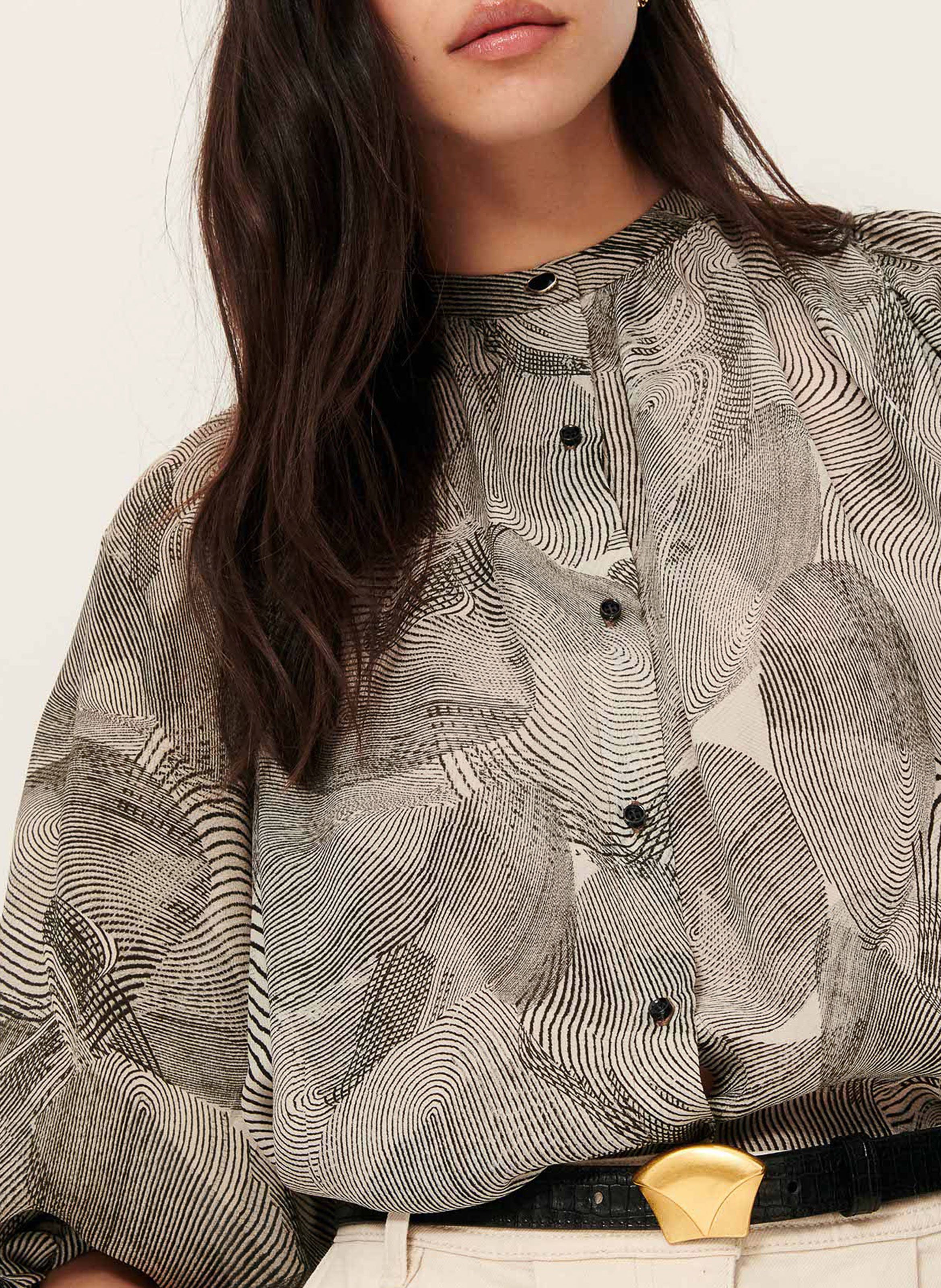 Blouse froncée à motifs en soie salva SESSUN Multicolore