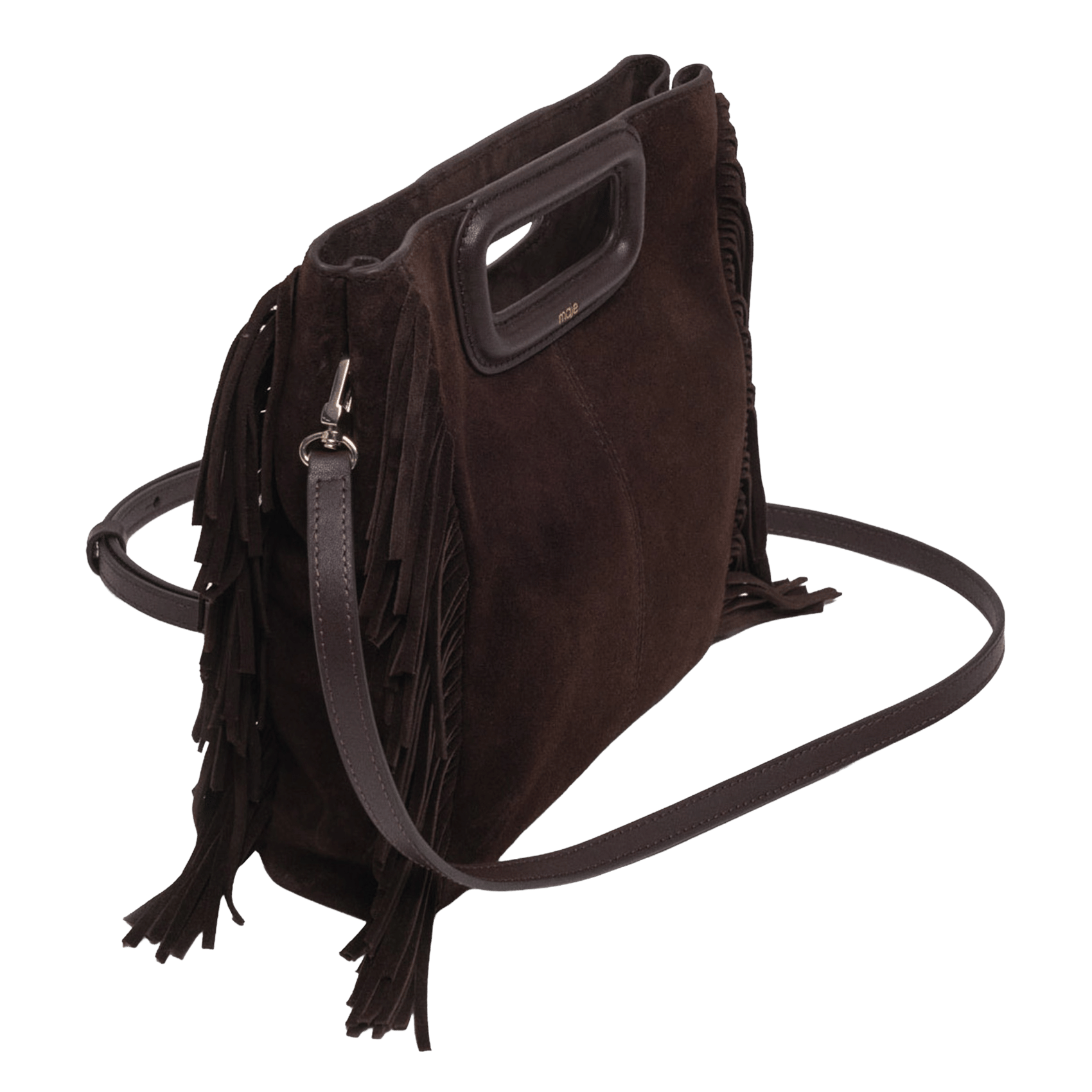 Sac bandoulière en cuir m MAJE Marron