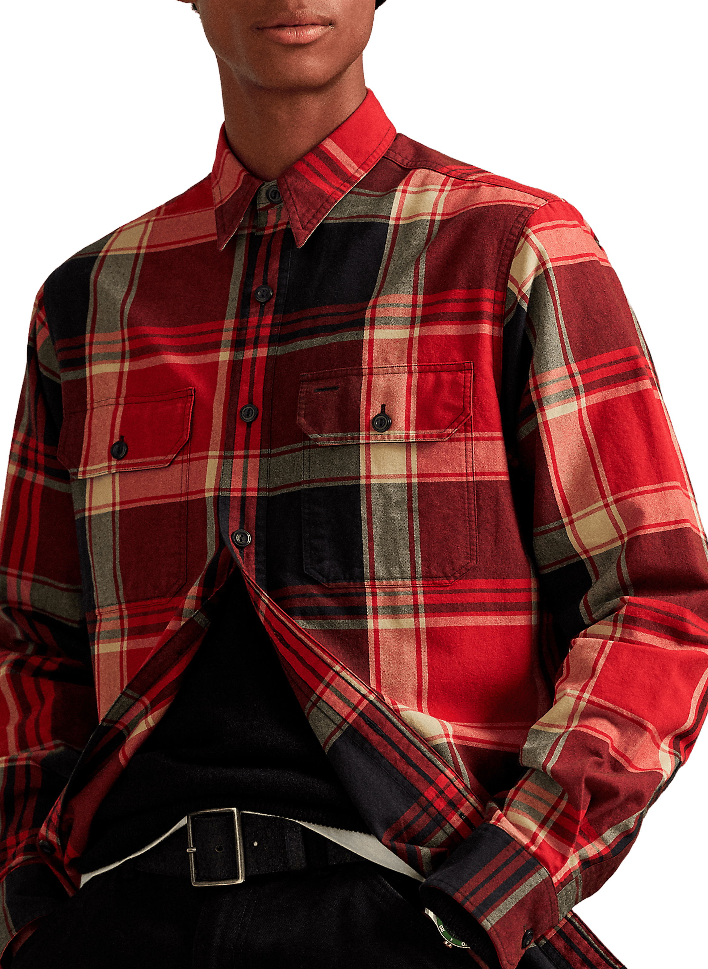 Chemise col classique à carreaux en coton POLO RALPH LAUREN Rouge