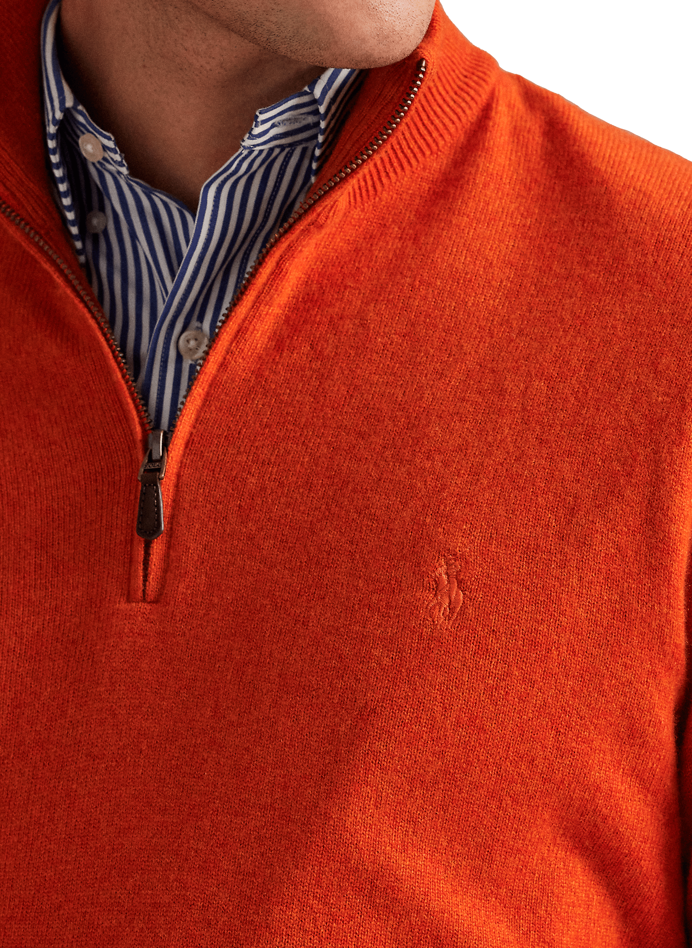 Pull col zippé en laine POLO RALPH LAUREN Orange