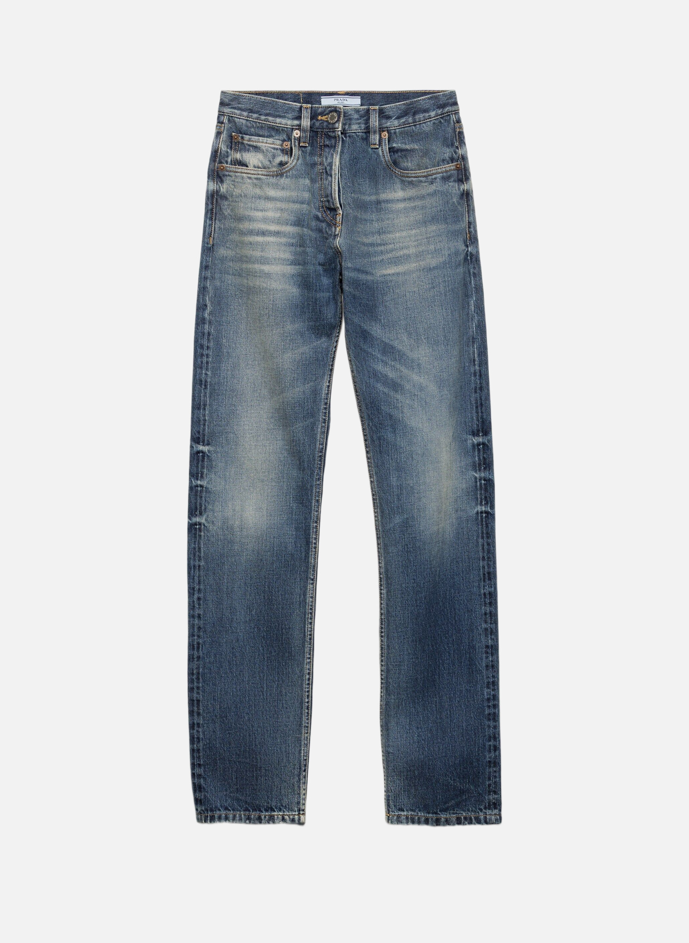 PRADA Jean en denim lisière fuselé Bleu
