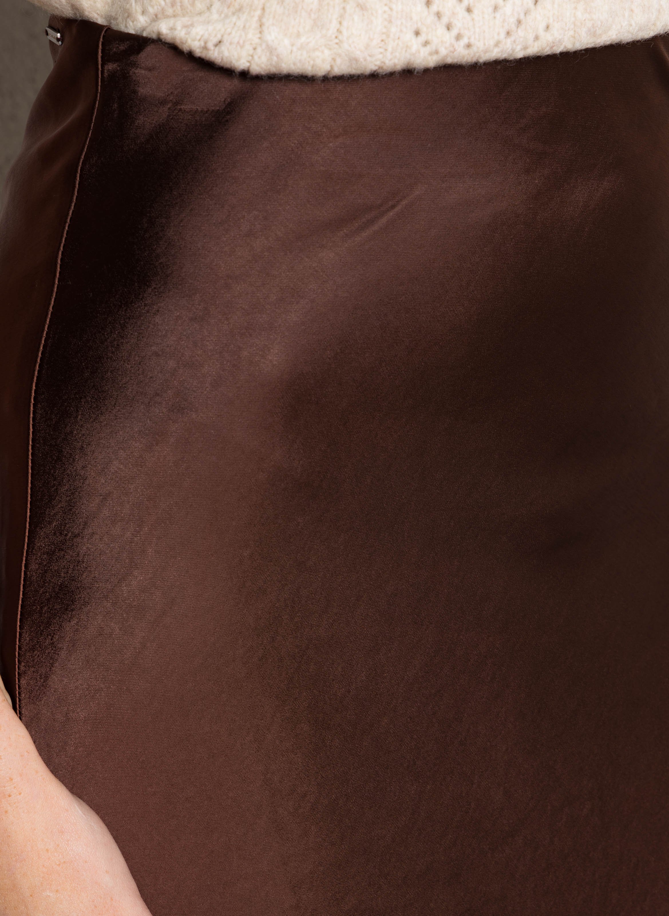 Jupe trapèze satinée IKKS Marron