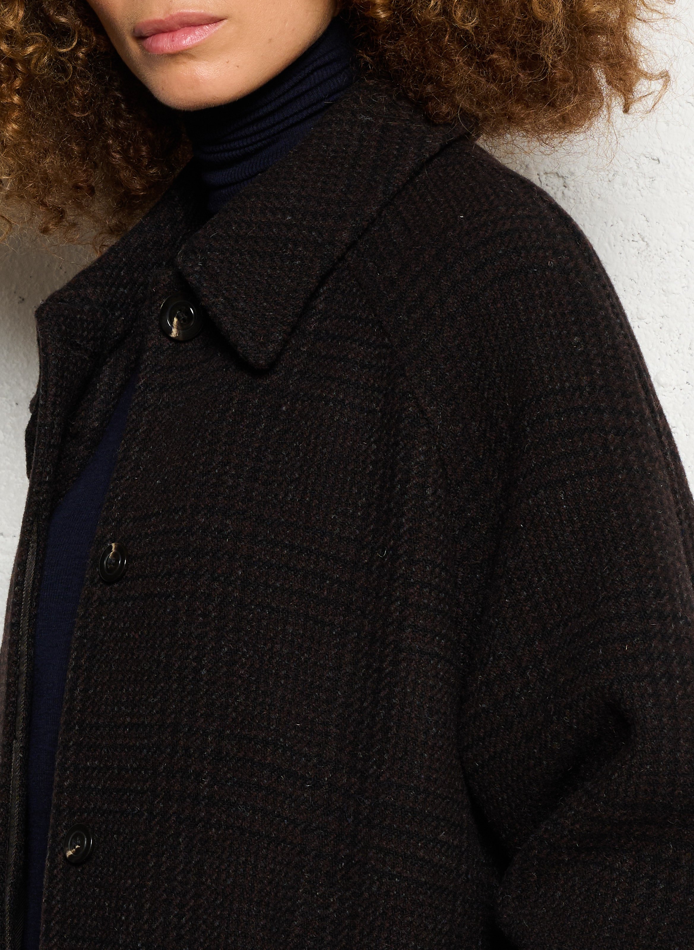 Manteau oversize en laine imprimé berlin SOEUR Marron