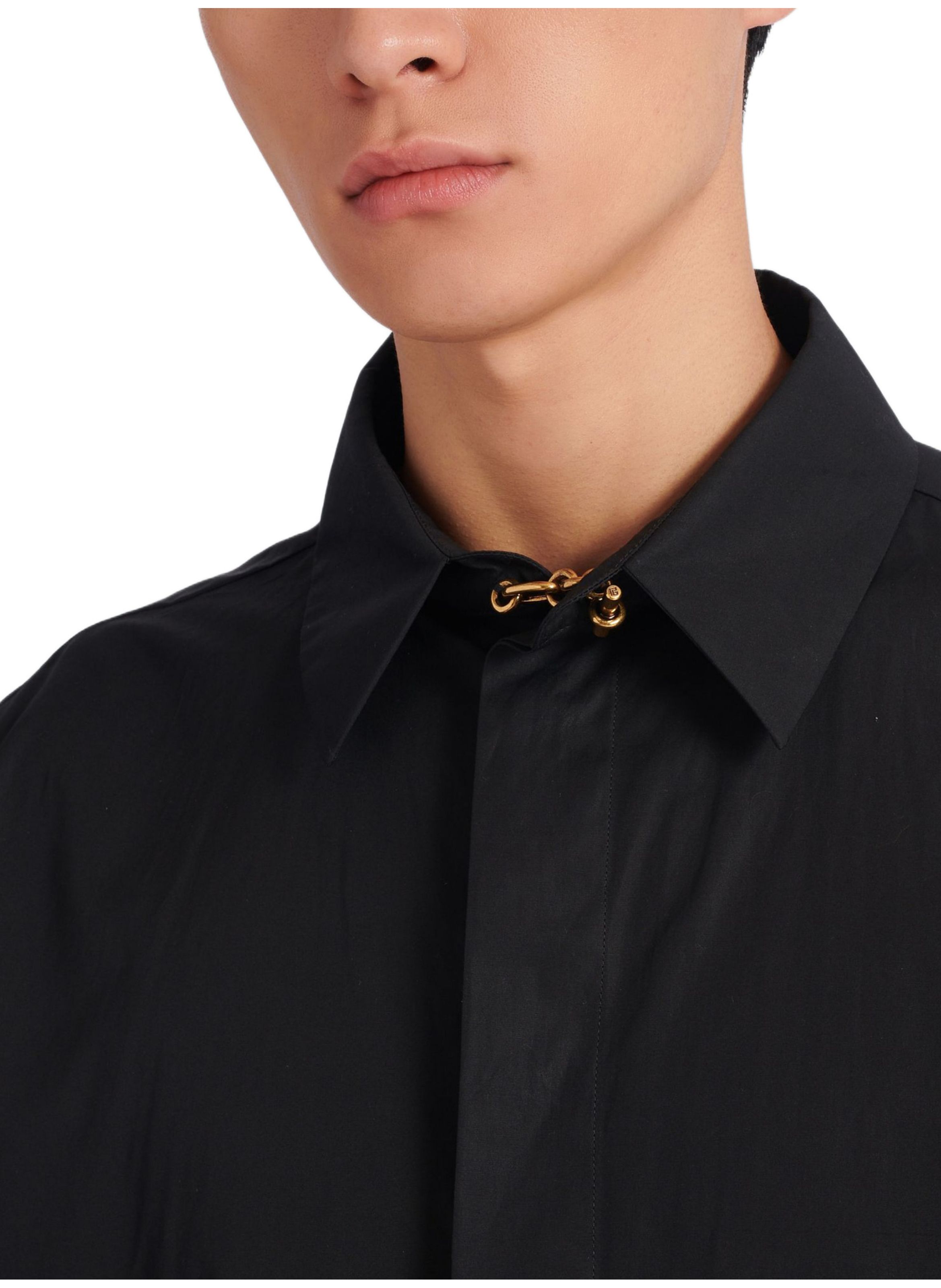 Chemise asymétrique en popeline BALMAIN Noir