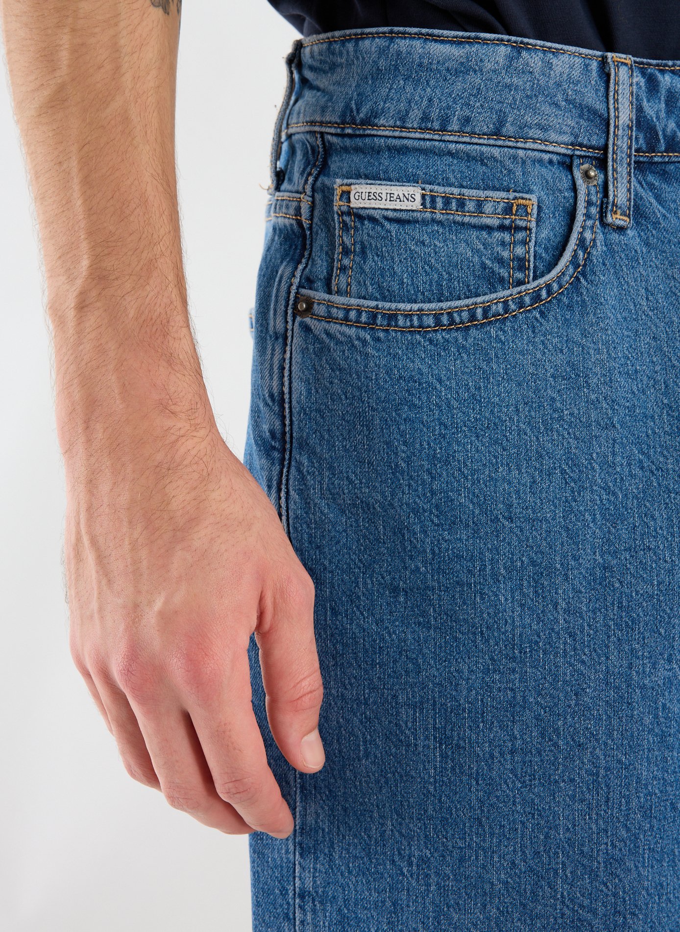 Straight leg denim shorts GUESS Blue