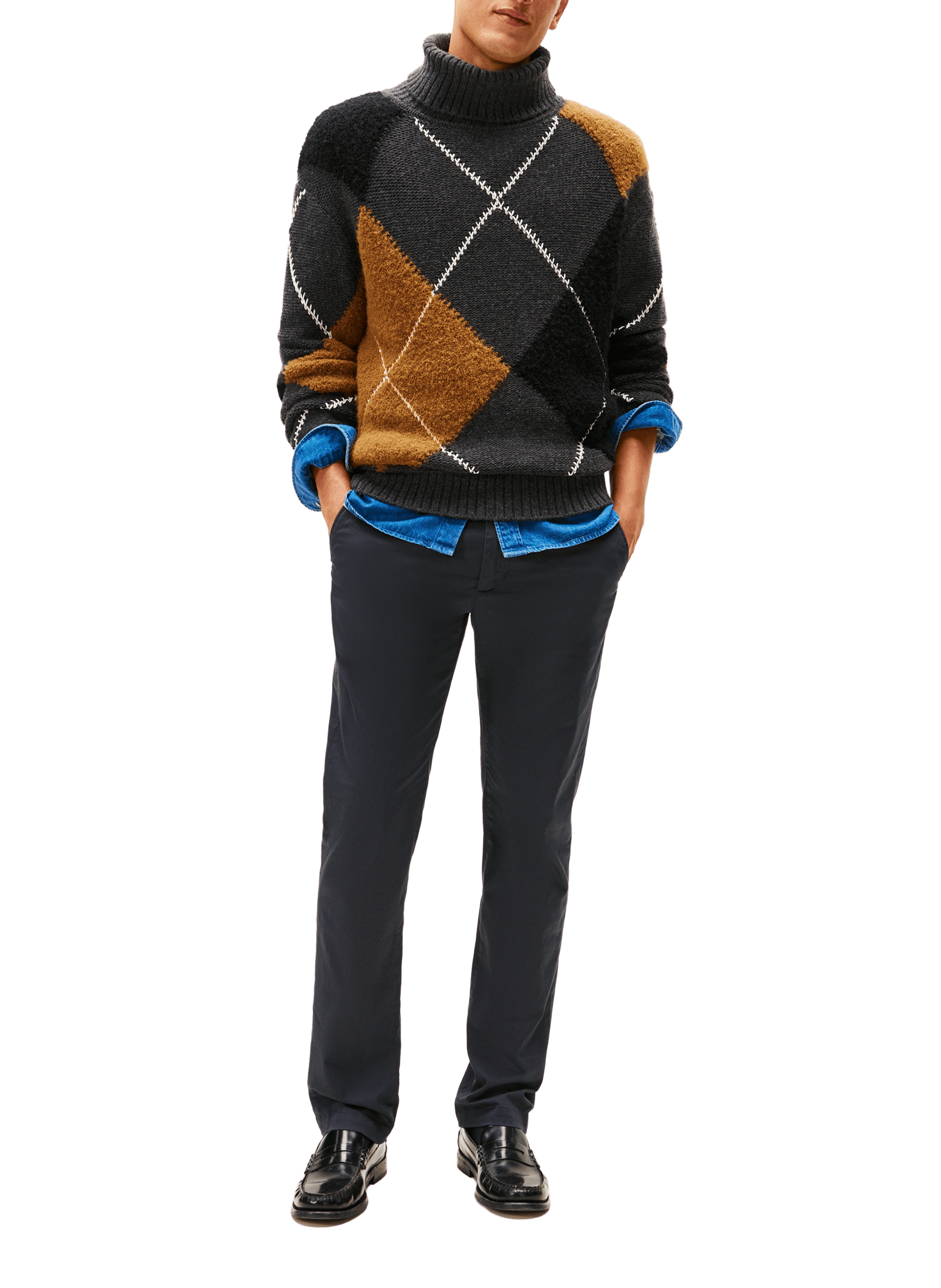 Pantalon coupe droite en coton TOMMY HILFIGER Bleu