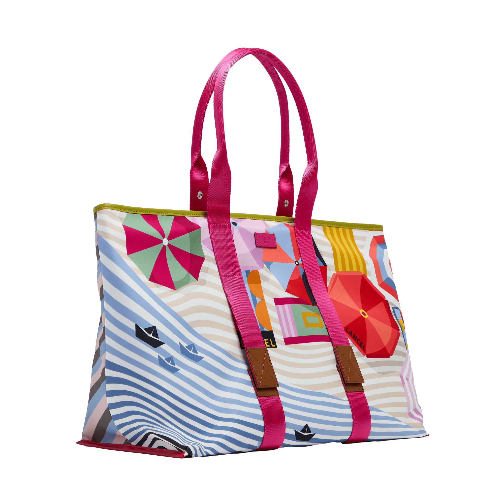 Sac cabas zippé l mistral rollable de lancel en nylon LANCEL Rose