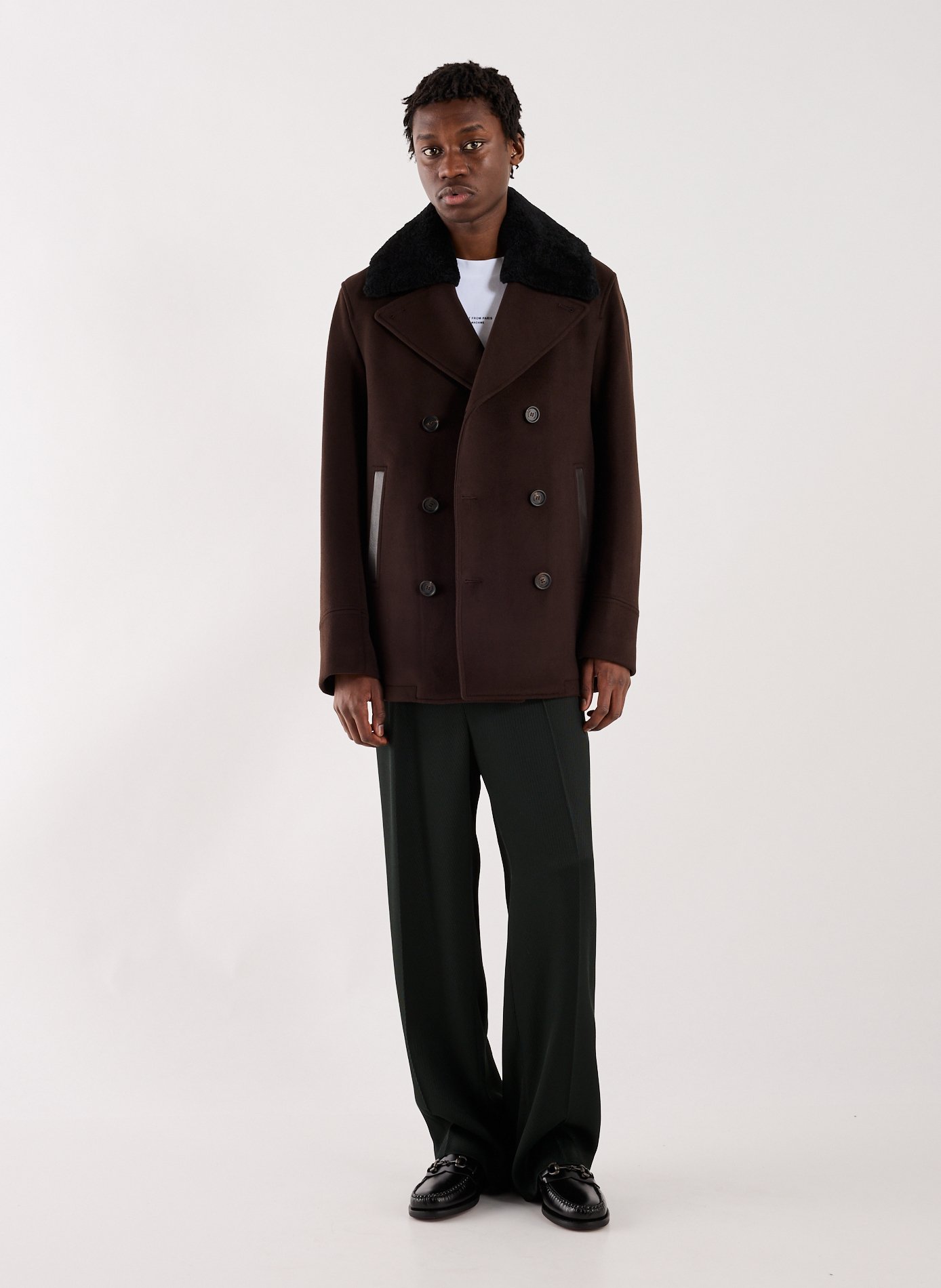 Manteau Cole en lainage à double boutonnage MACKAGE Marron