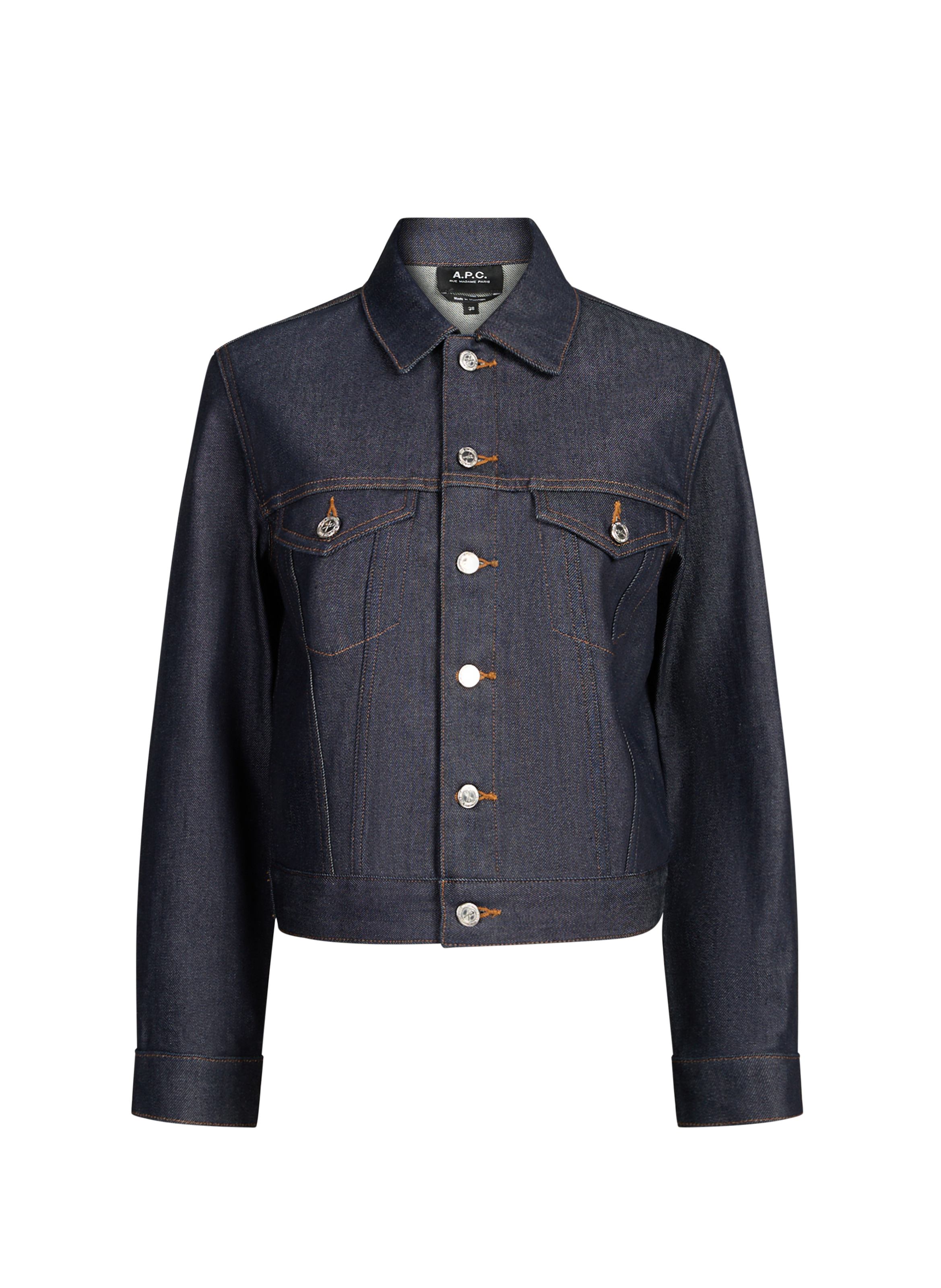 Cropped denim jacket in blended cotton A.P.C. Blue