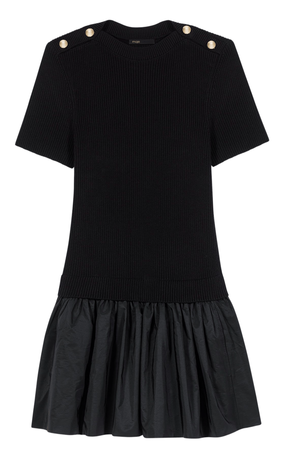 Robe courte en maille côtelée MAJE Noir