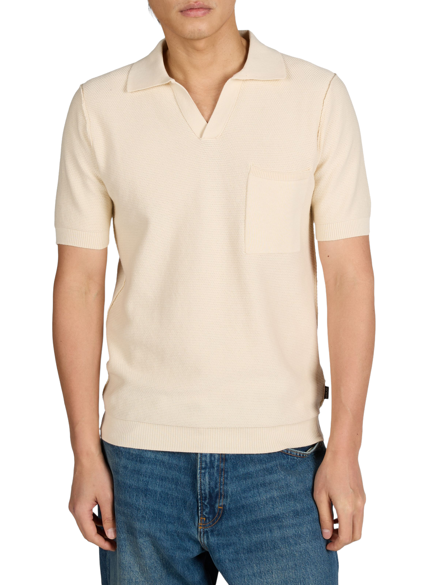 Short-sleeved cotton piqué polo REPLAY Beige
