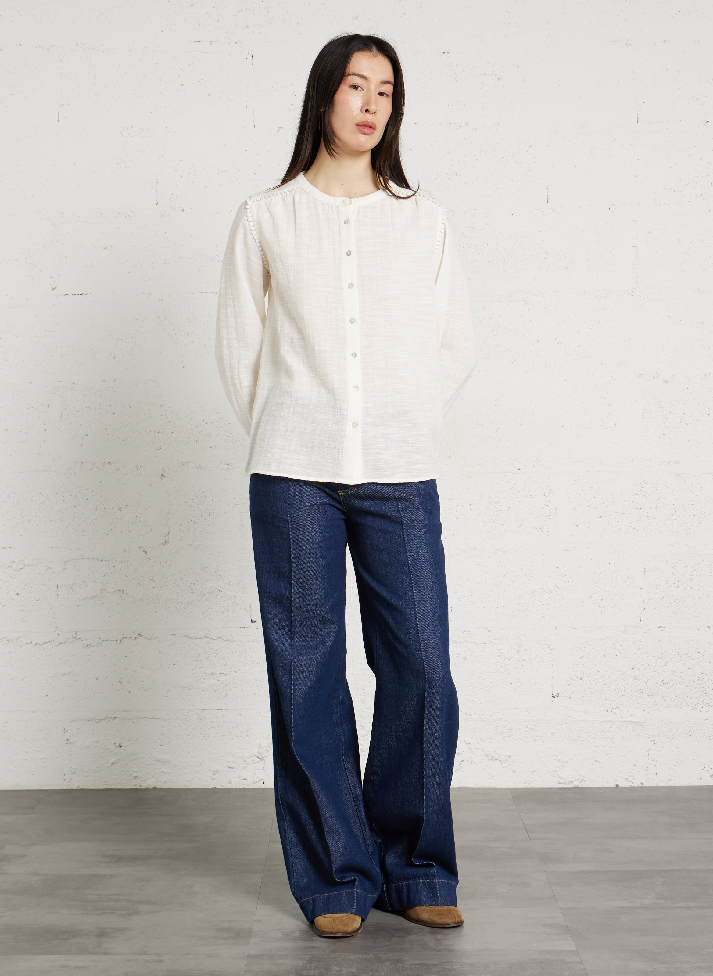 Chemise col rond en coton dalia MAISON 123 Beige