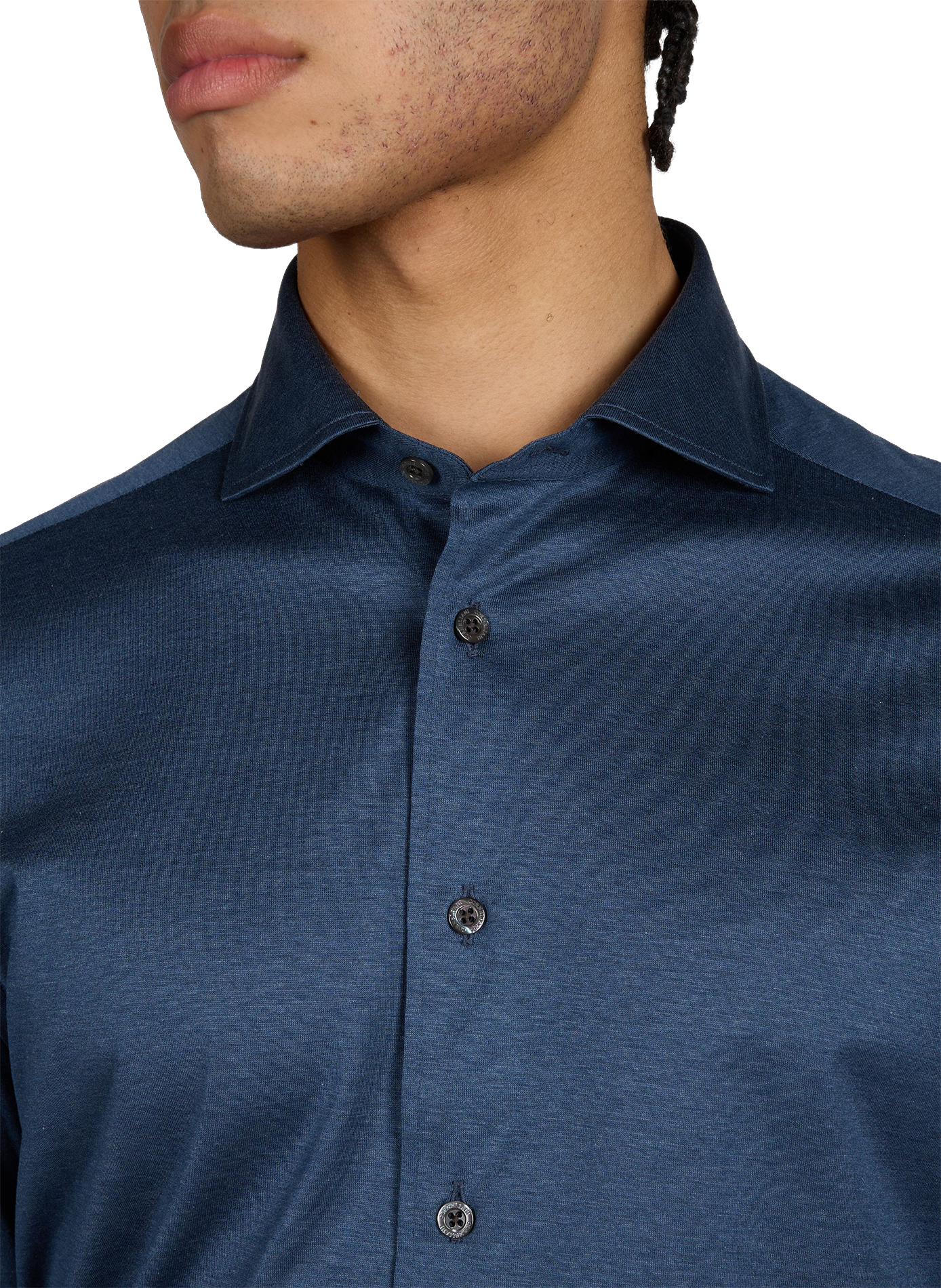 Straight Satin Cotton Shirt CORNELIANI Blue