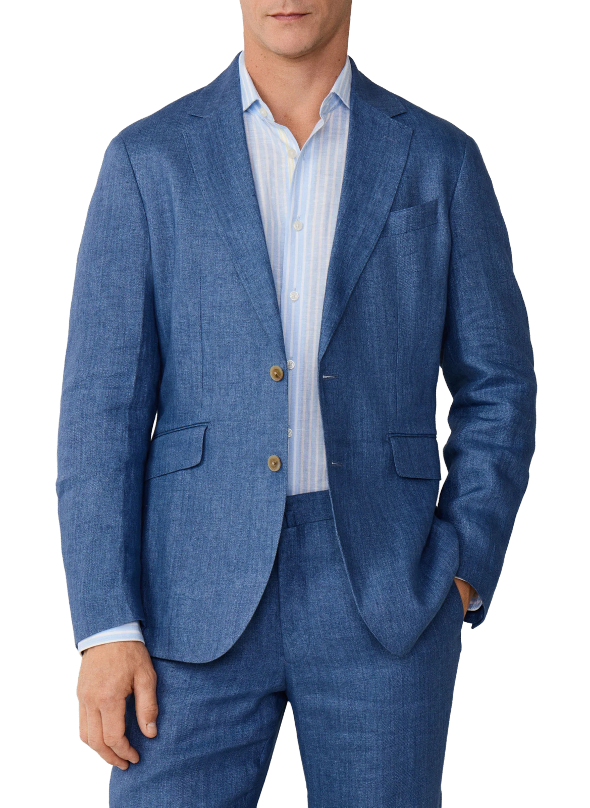 Fitted linen jacket HACKETT Blue