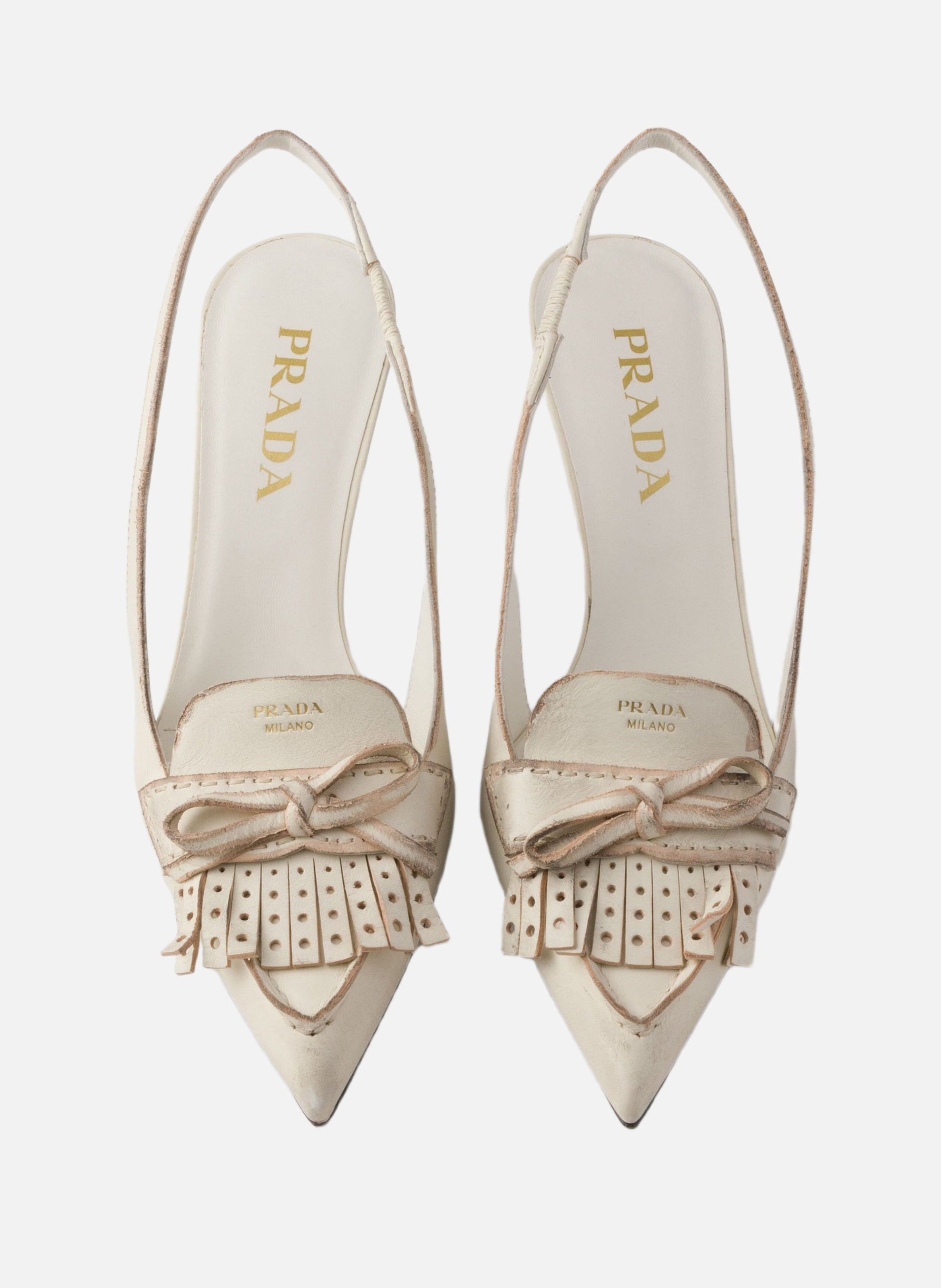 Escarpins à bride arrière en cuir PRADA Beige