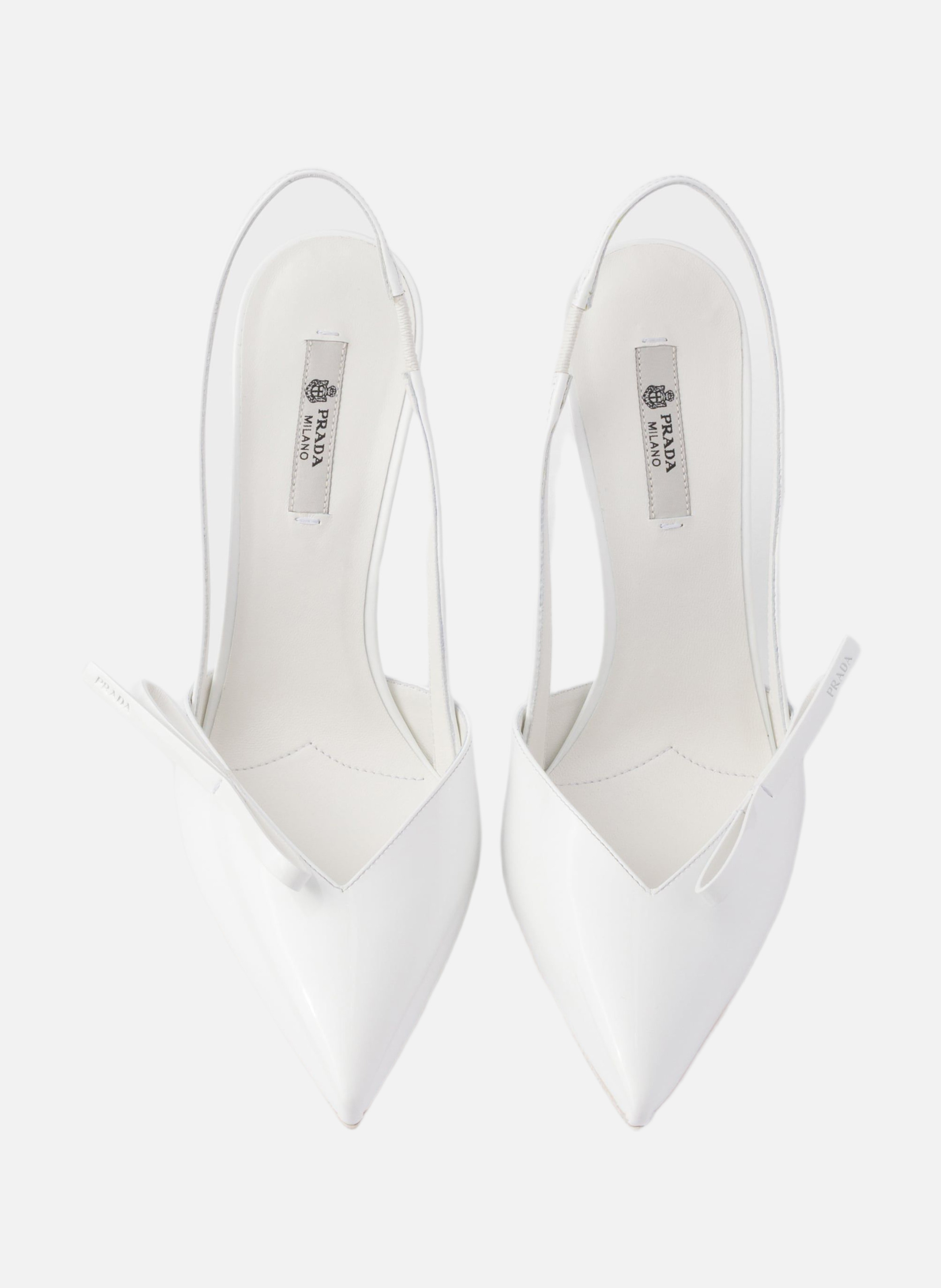Escarpins à bride arrière en cuir verni PRADA Blanc