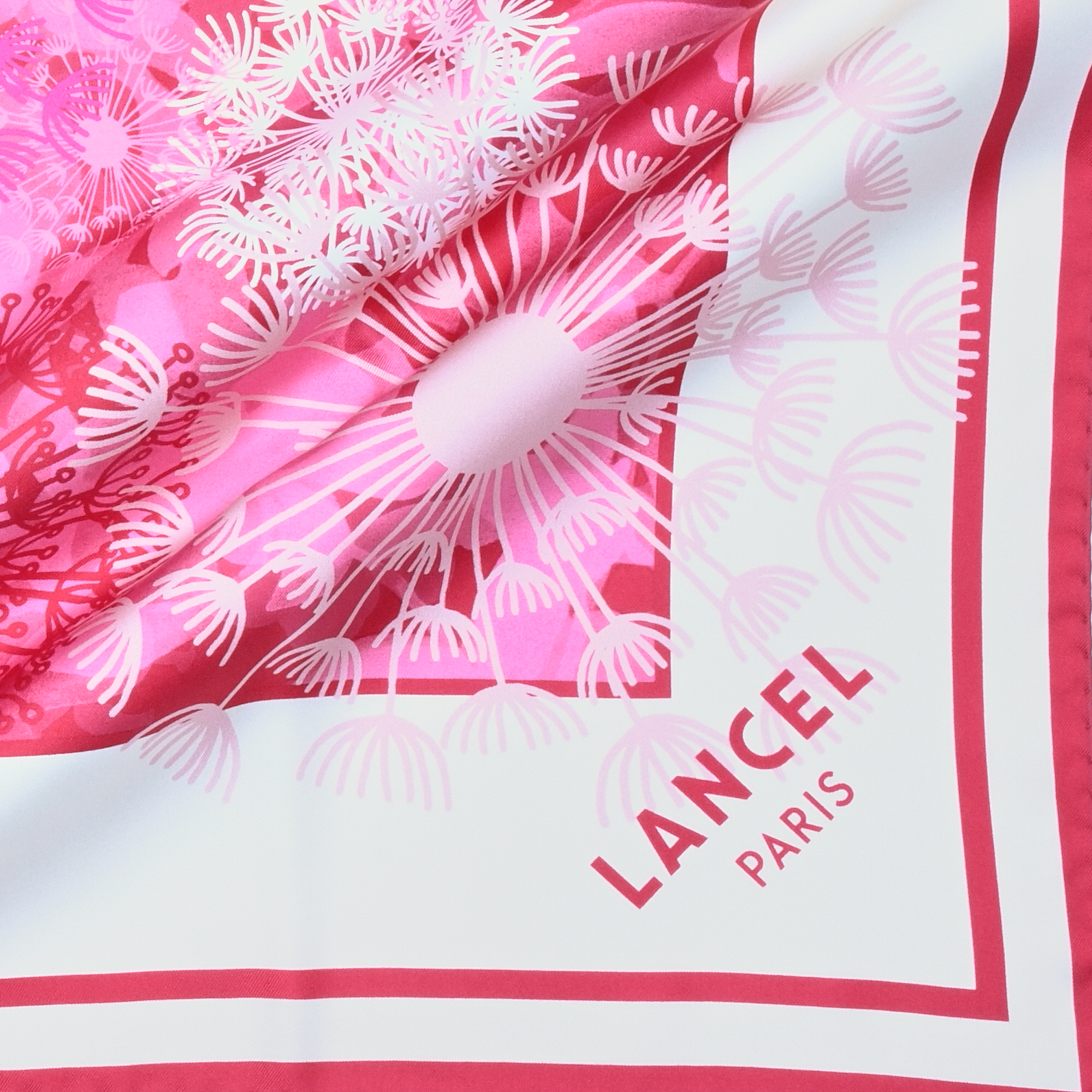 90 cm silk square with fireworks pattern by lancel LANCEL Purple