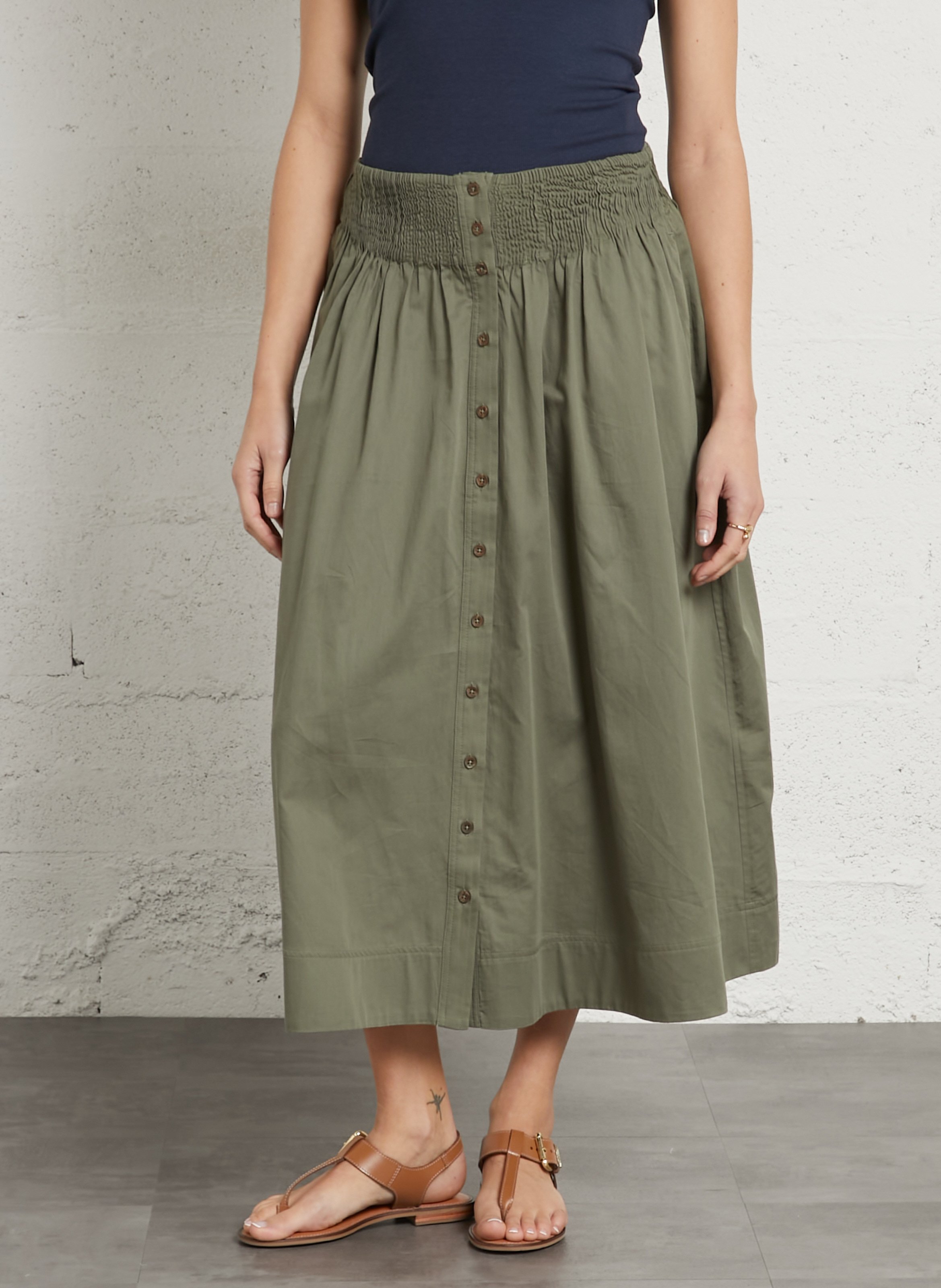 Jupe midi en coton orlando MAISON 123 Vert