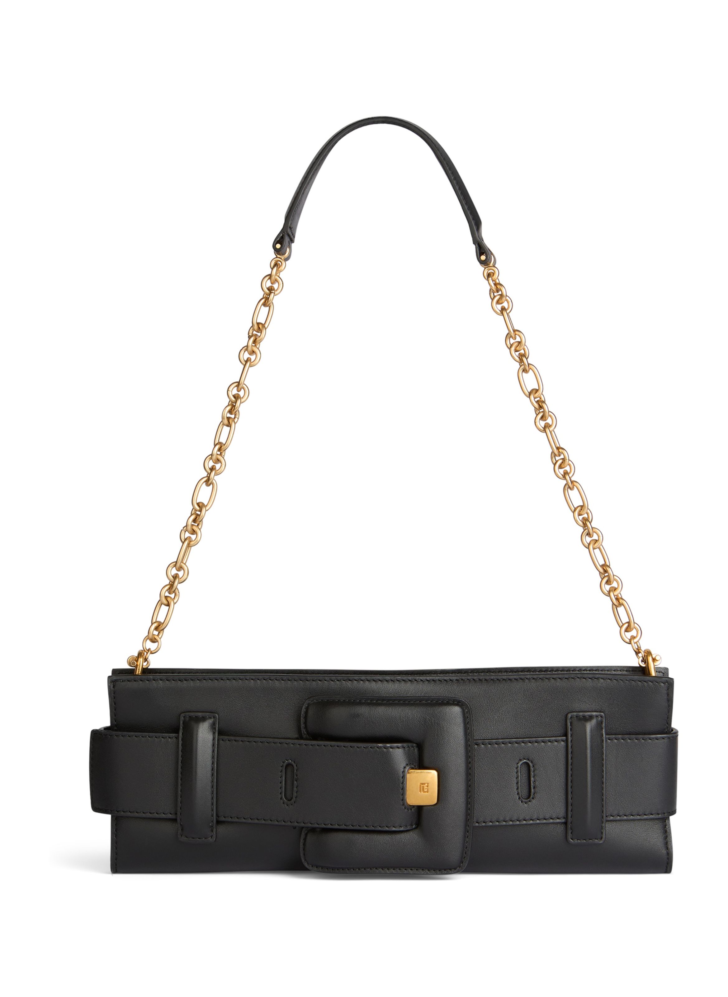 Pochette anthem en cuir lisse BALMAIN Noir