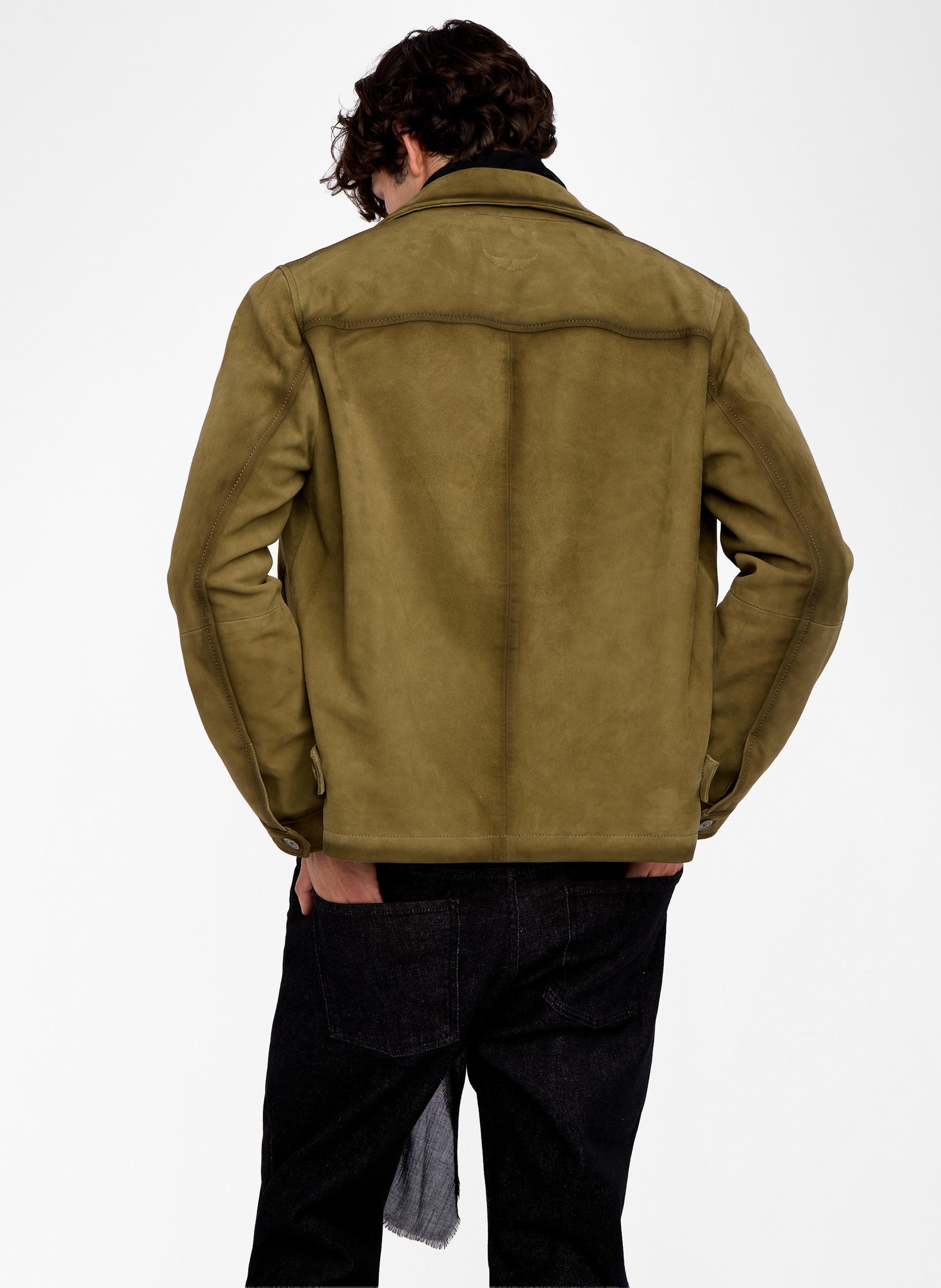 Veste droite col classique en cuir loumy ZADIG&VOLTAIRE Kaki