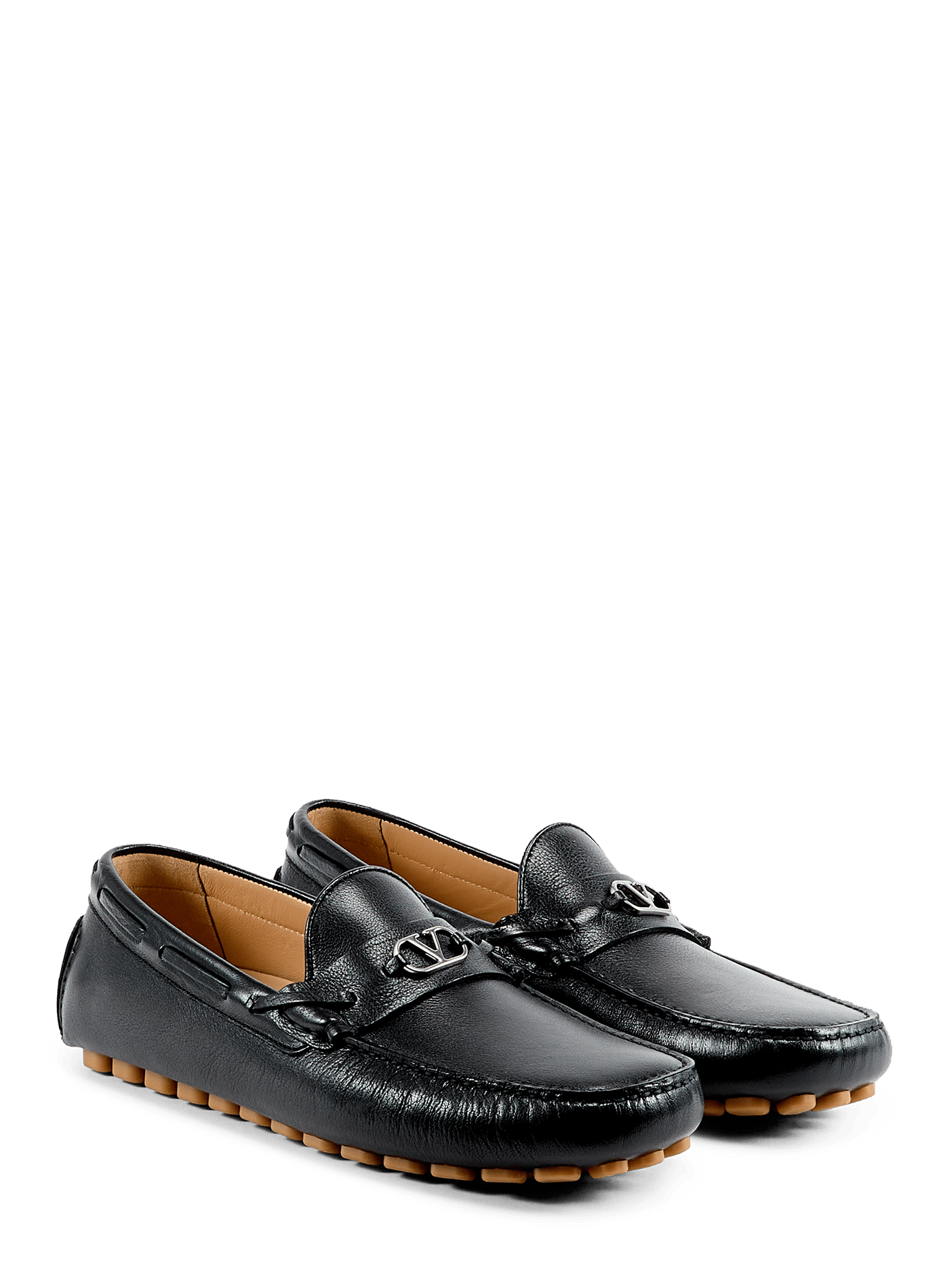 Calfskin leather loafers VALENTINO Black