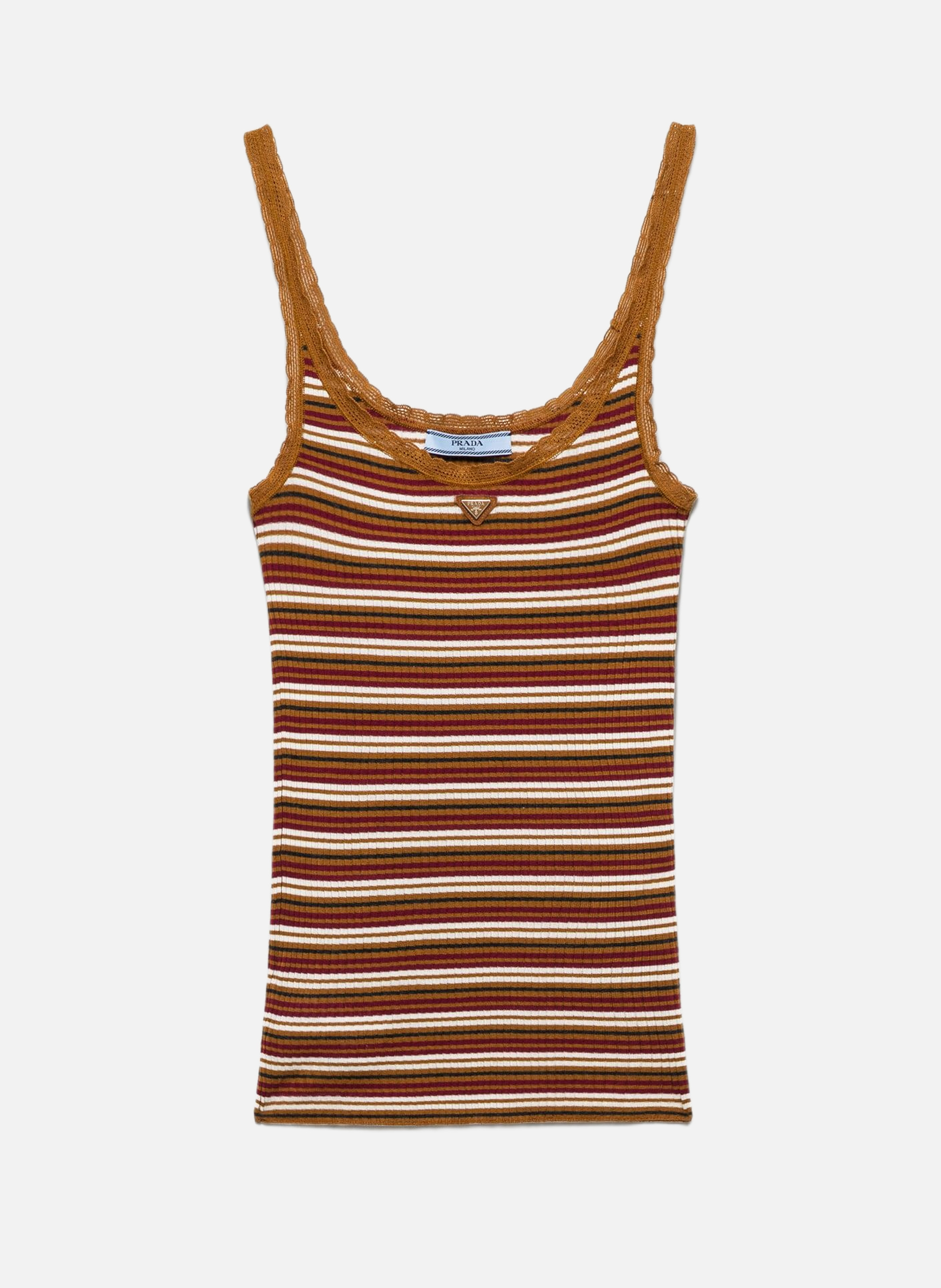 Haut en coton rayé PRADA Marron