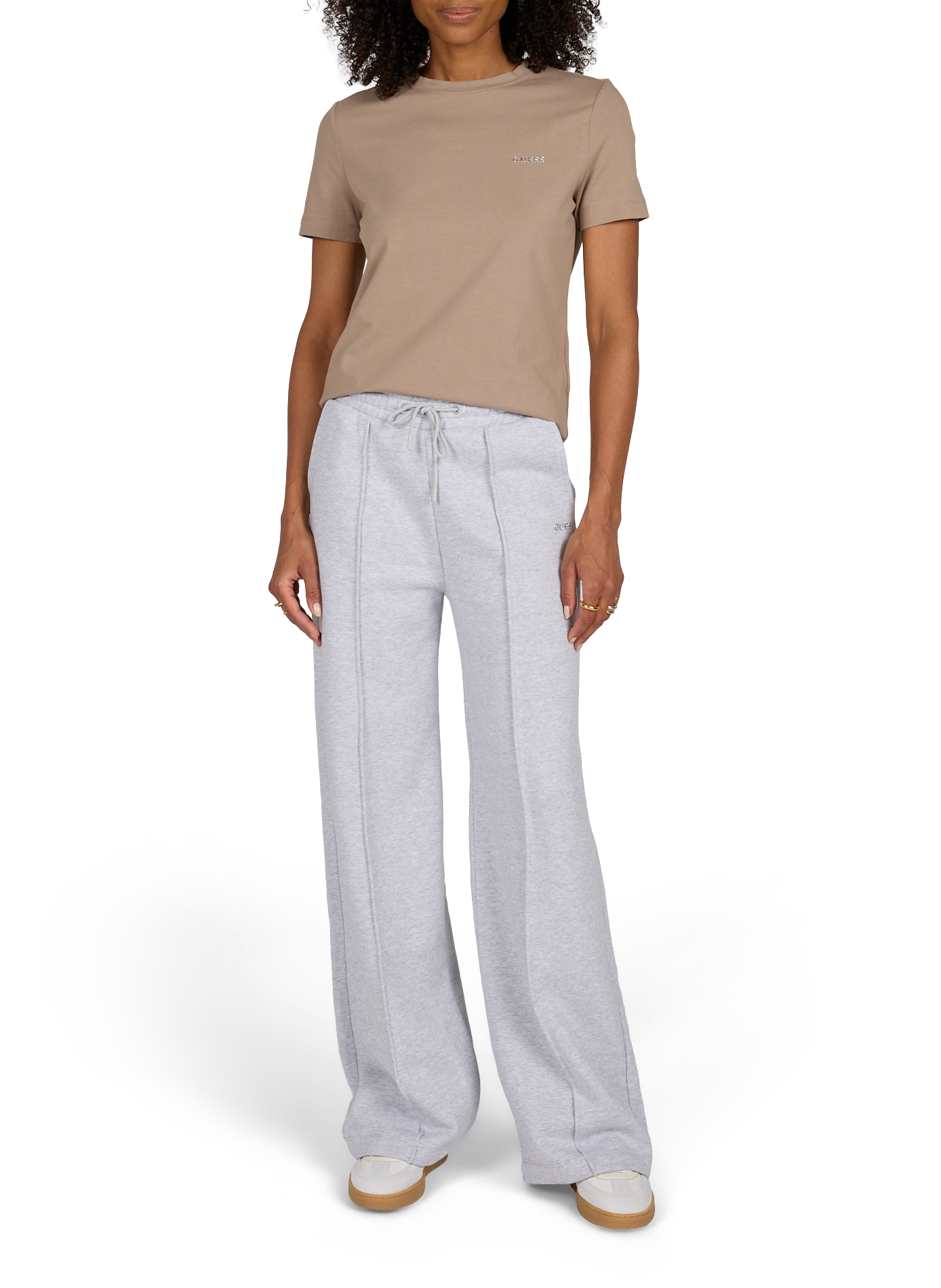 Pleated cotton blend sweatpants GUESS Grey